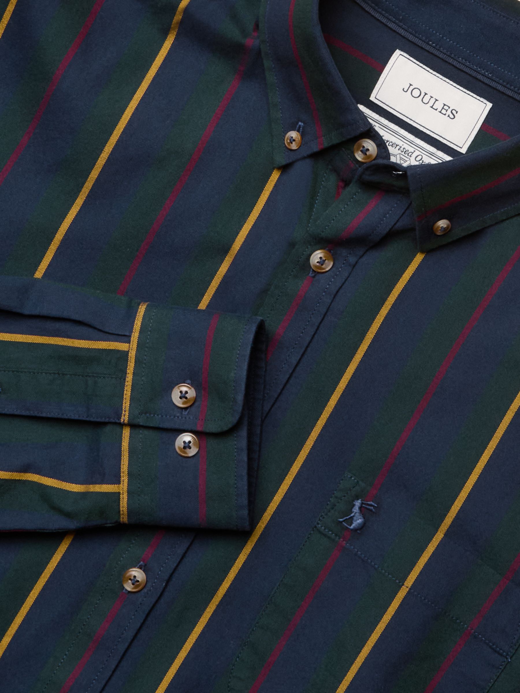 Oxford Classic Fit Blue & Red Stripe Cotton Shirt - Image 3 of 13