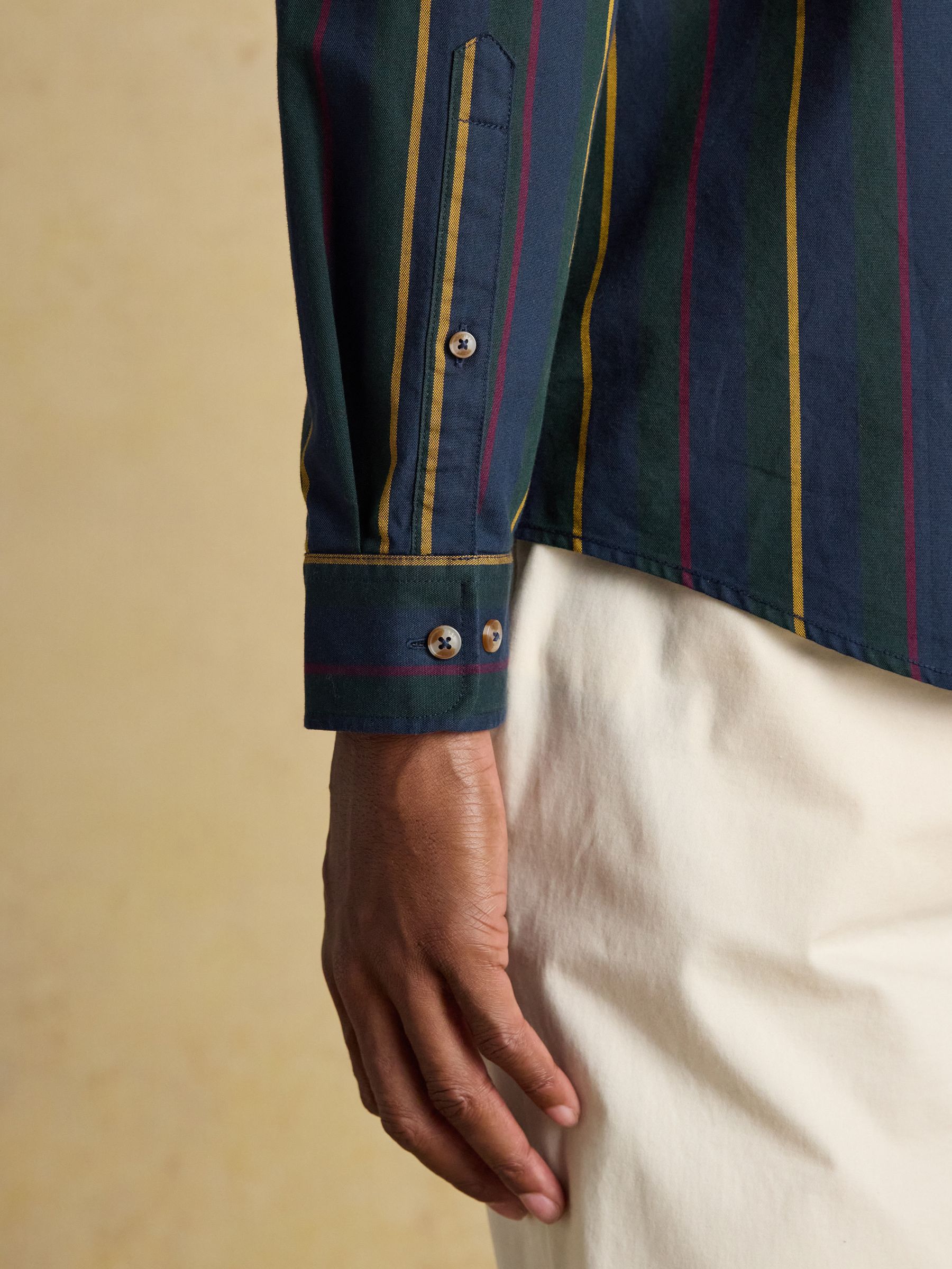 Oxford Classic Fit Blue & Red Stripe Cotton Shirt - Image 7 of 13