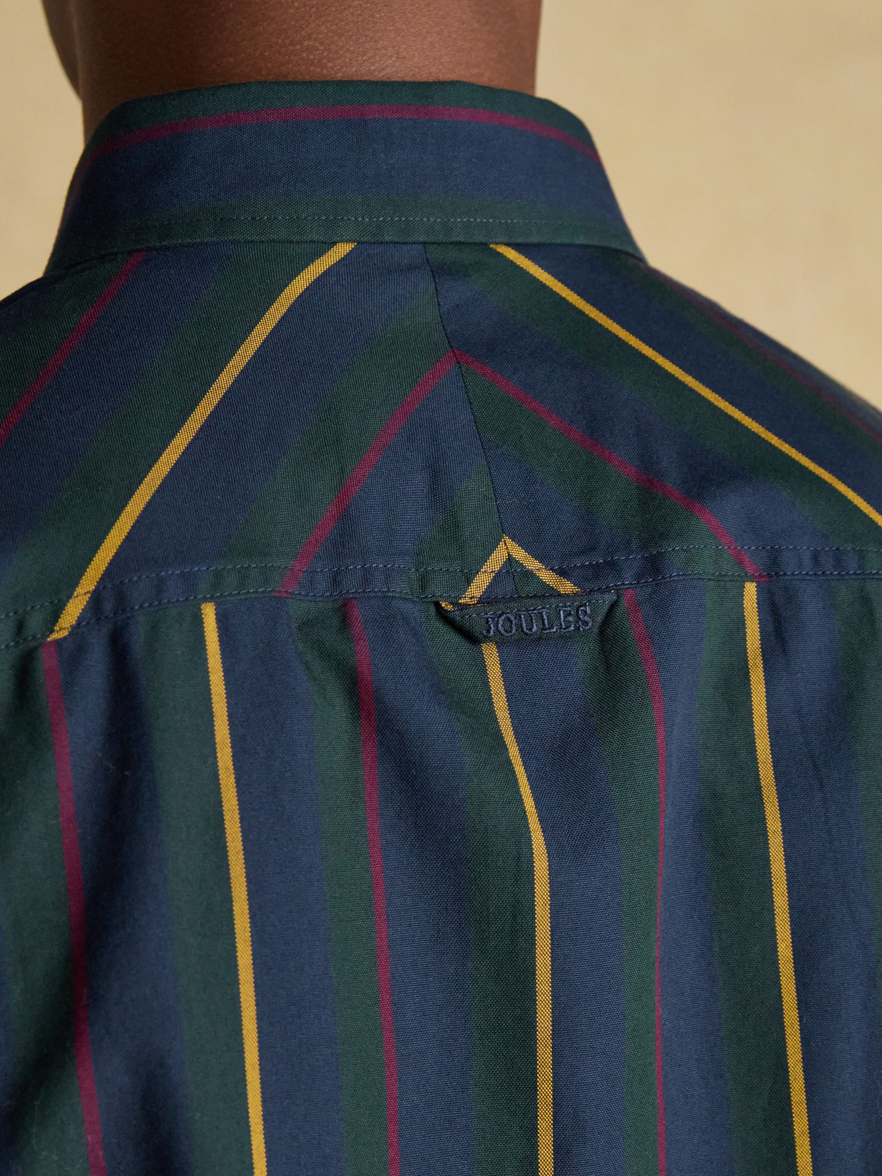 Oxford Classic Fit Blue & Red Stripe Cotton Shirt - Image 9 of 13