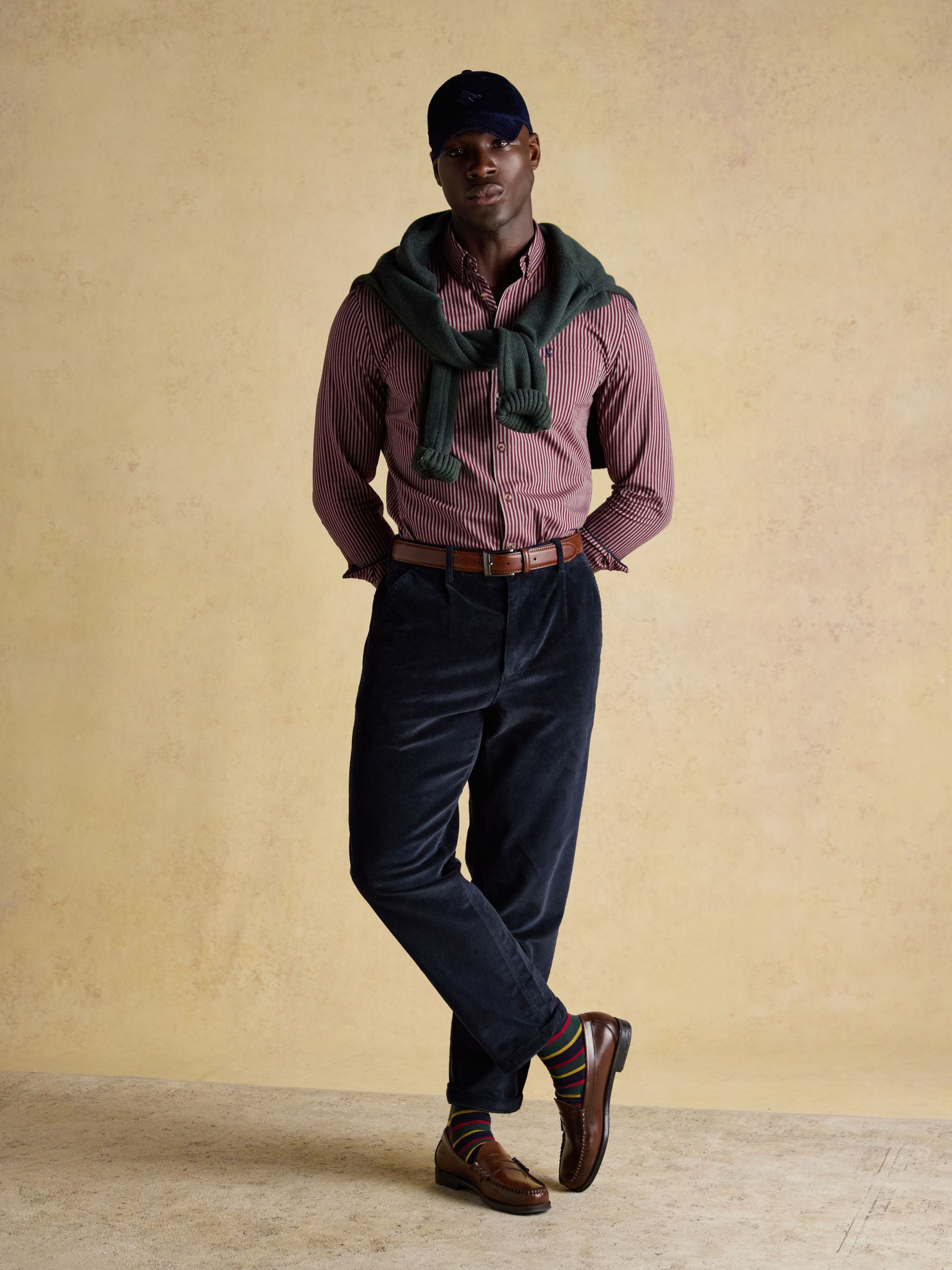 Oxford Classic Fit Burgundy Red Stripe Cotton Shirt - Image 10 of 12