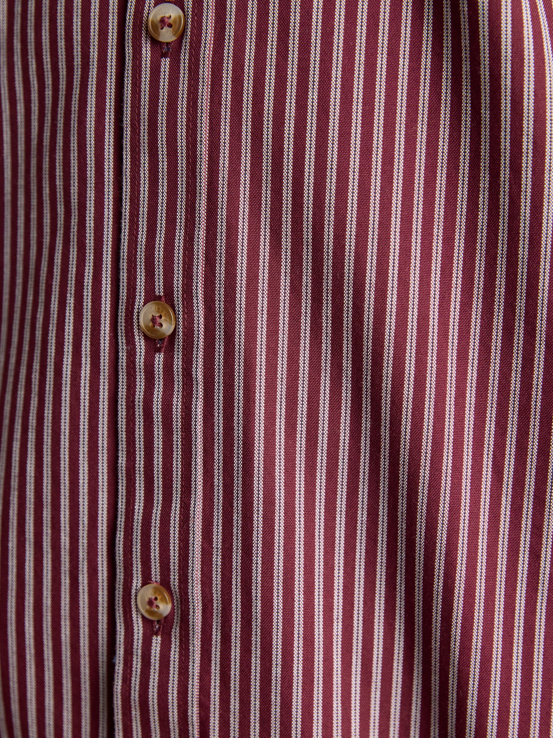 Oxford Classic Fit Burgundy Red Stripe Cotton Shirt - Image 11 of 12