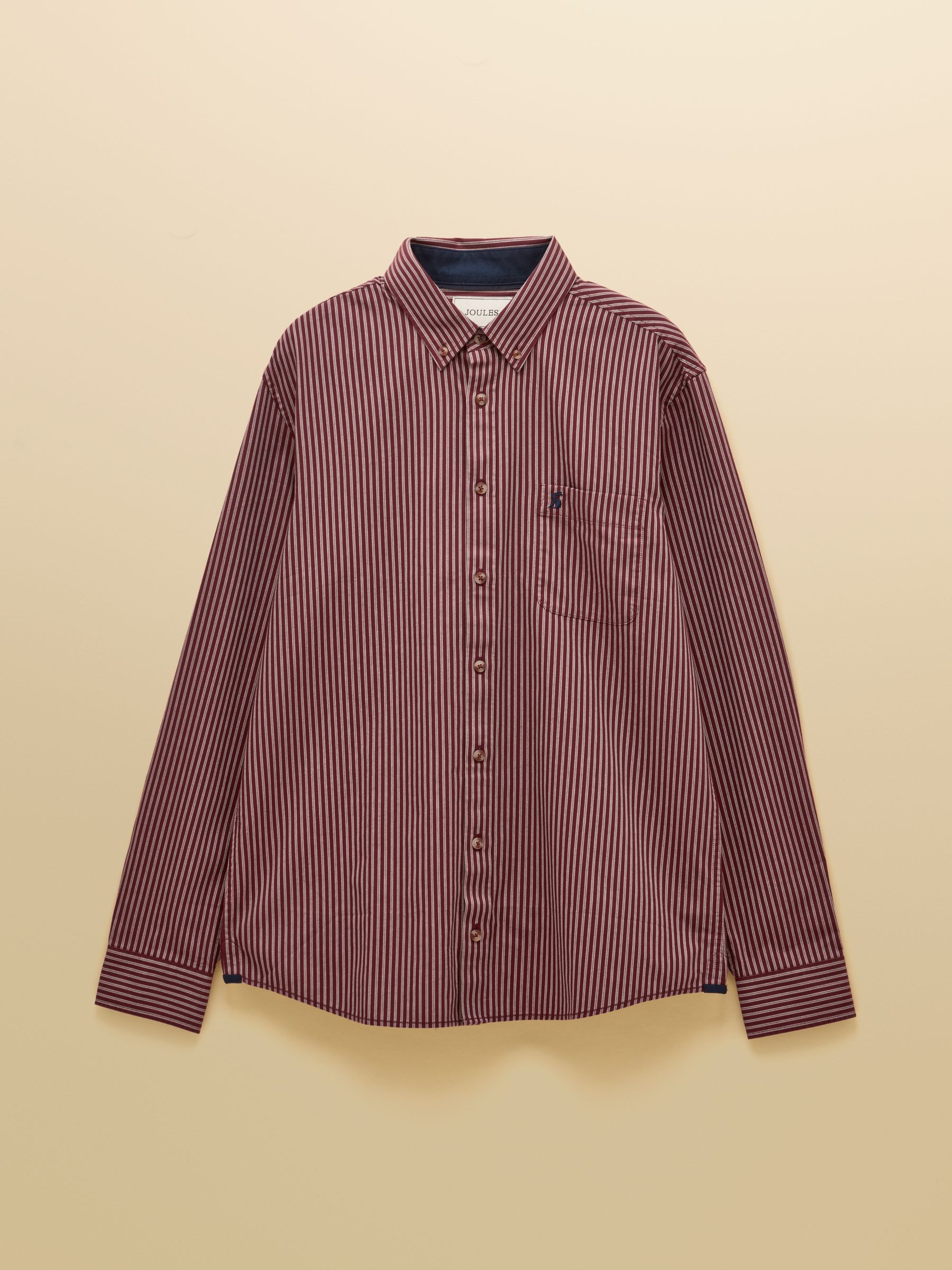 Oxford Classic Fit Burgundy Red Stripe Cotton Shirt - Image 12 of 12 Oxford Classic Fit Burgundy Red Stripe Cotton Shirt - Image 12 of 12