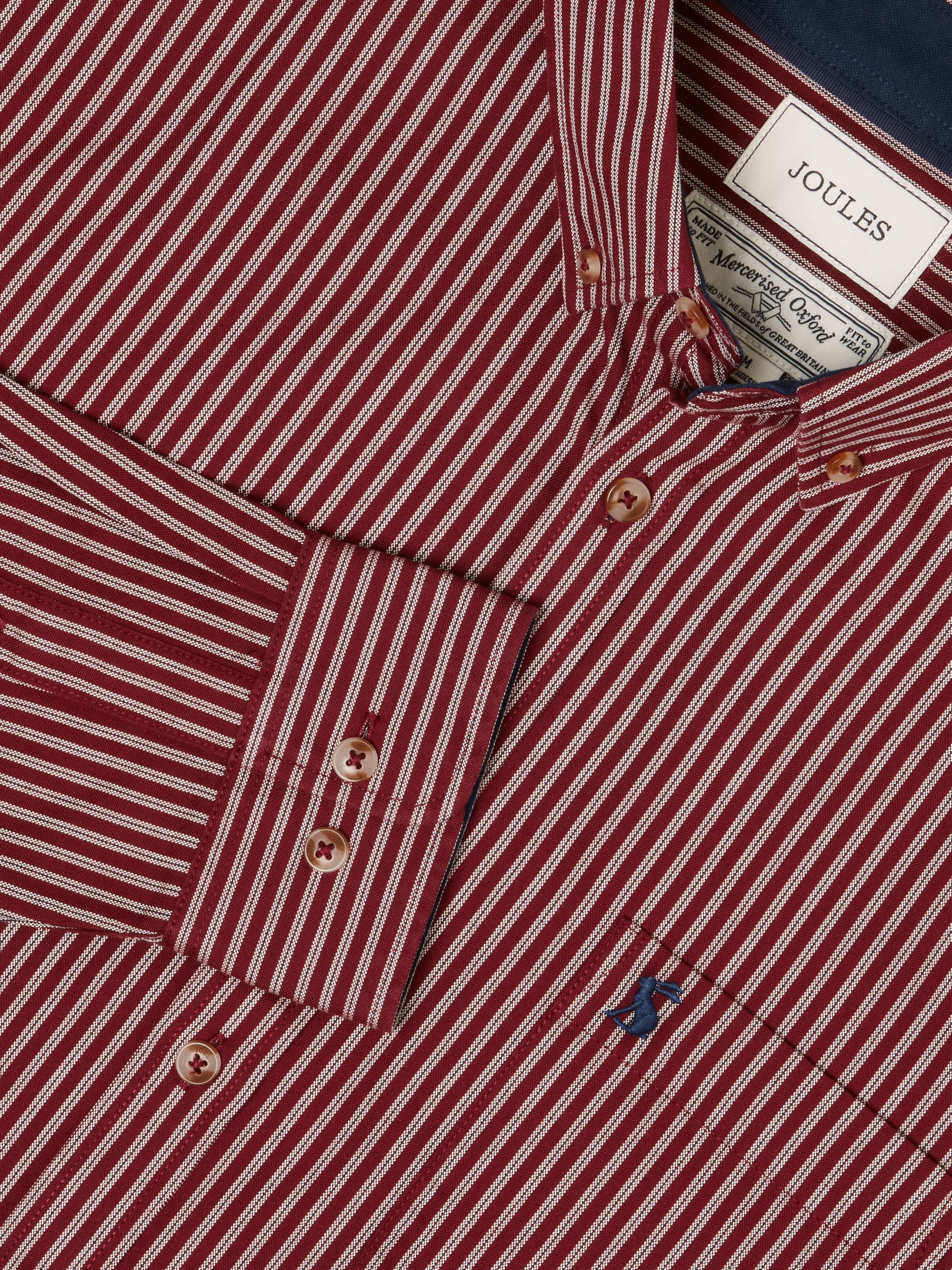 Oxford Classic Fit Burgundy Red Stripe Cotton Shirt - Image 2 of 12