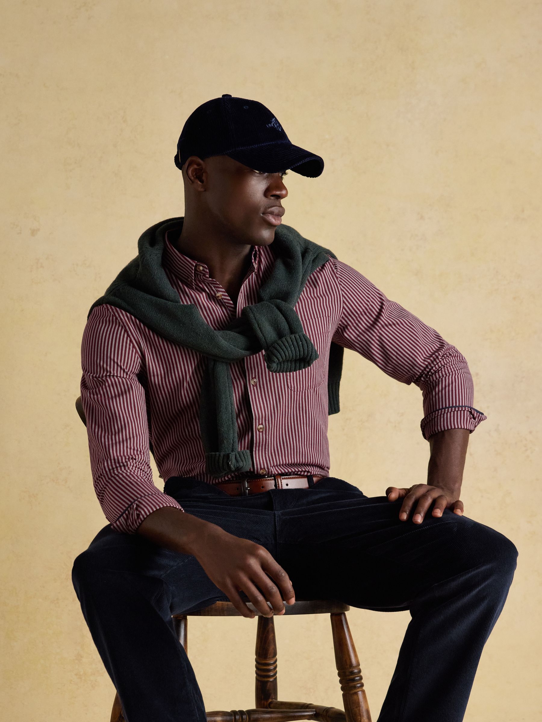 Oxford Classic Fit Burgundy Red Stripe Cotton Shirt - Image 6 of 12