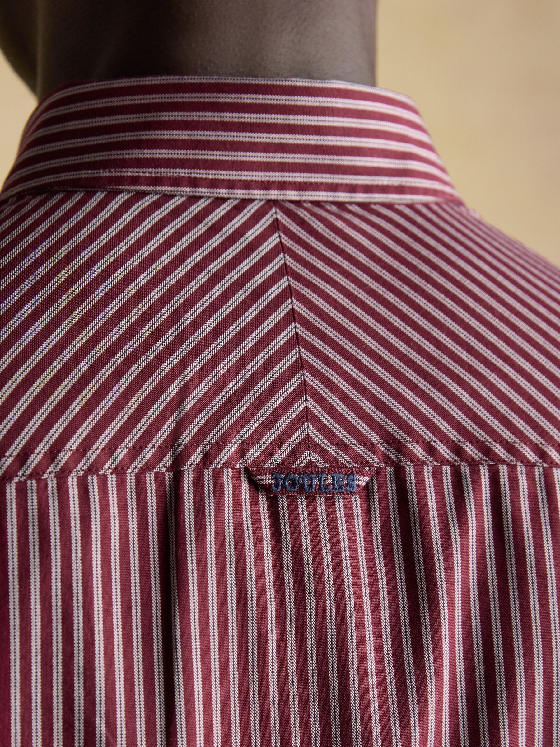 Oxford Classic Fit Burgundy Red Stripe Cotton Shirt - Image 8 of 12