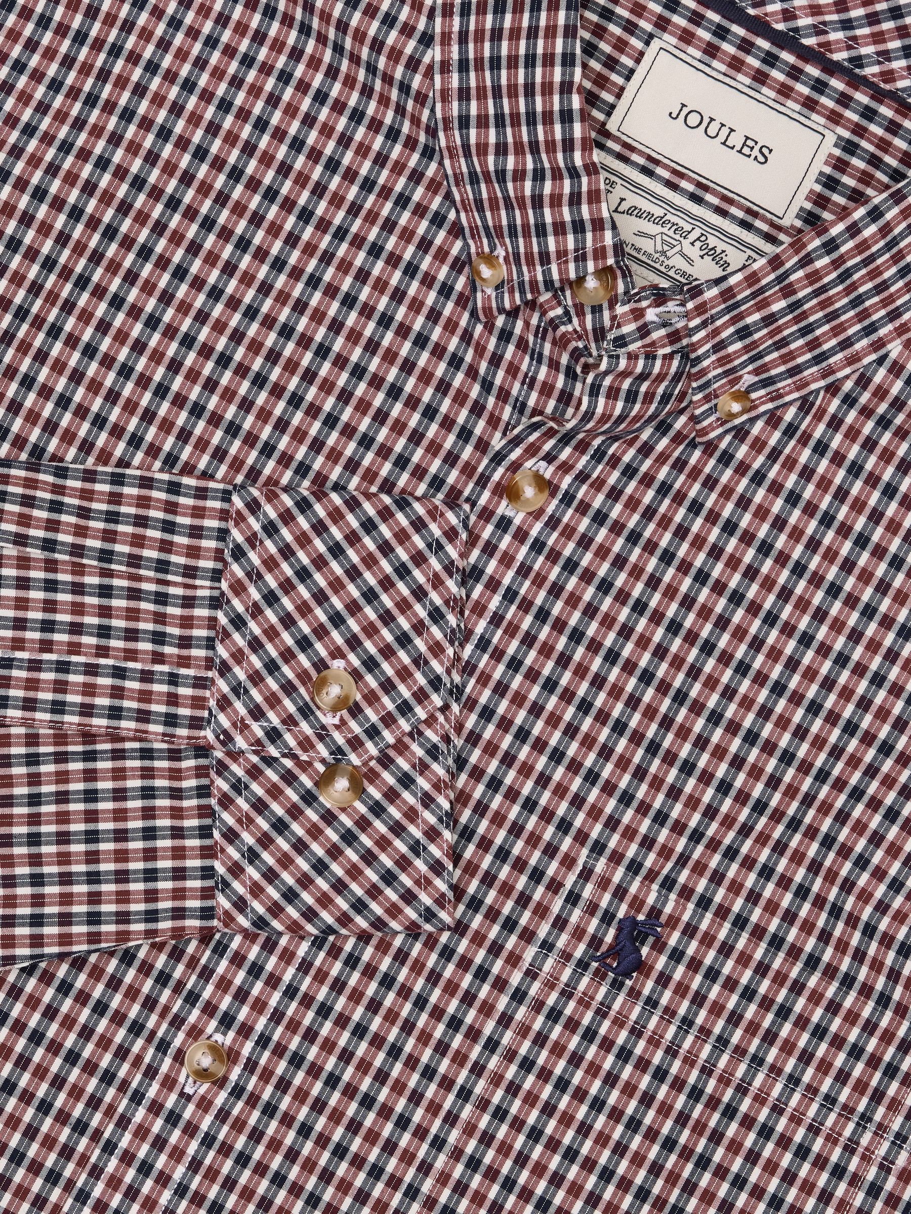 Cotton Poplin Burgundy Red Long Sleeve Gingham Shirt - Image 2 of 9