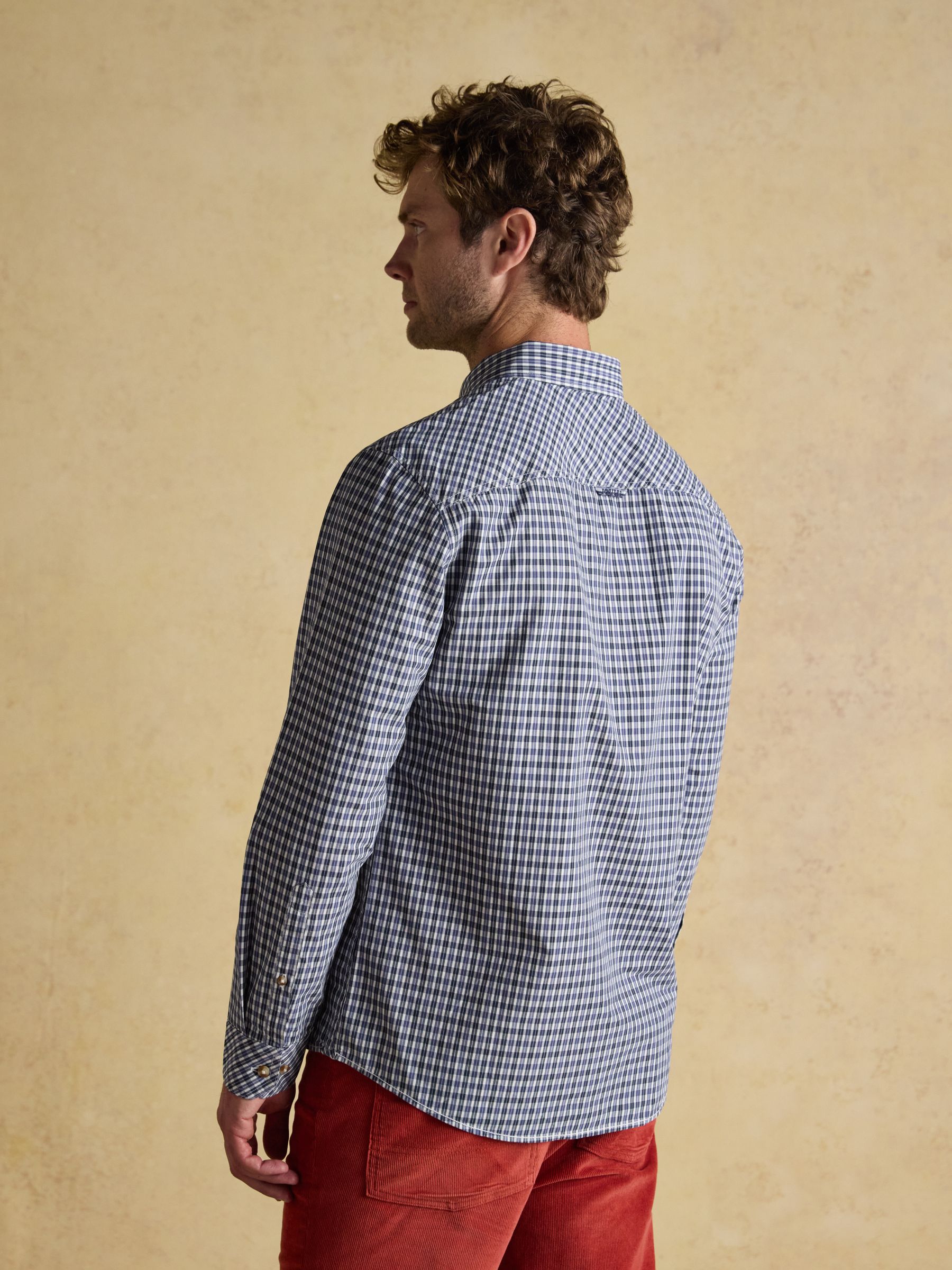 Cotton Poplin Blue Long Sleeve Gingham Shirt - Image 3 of 11
