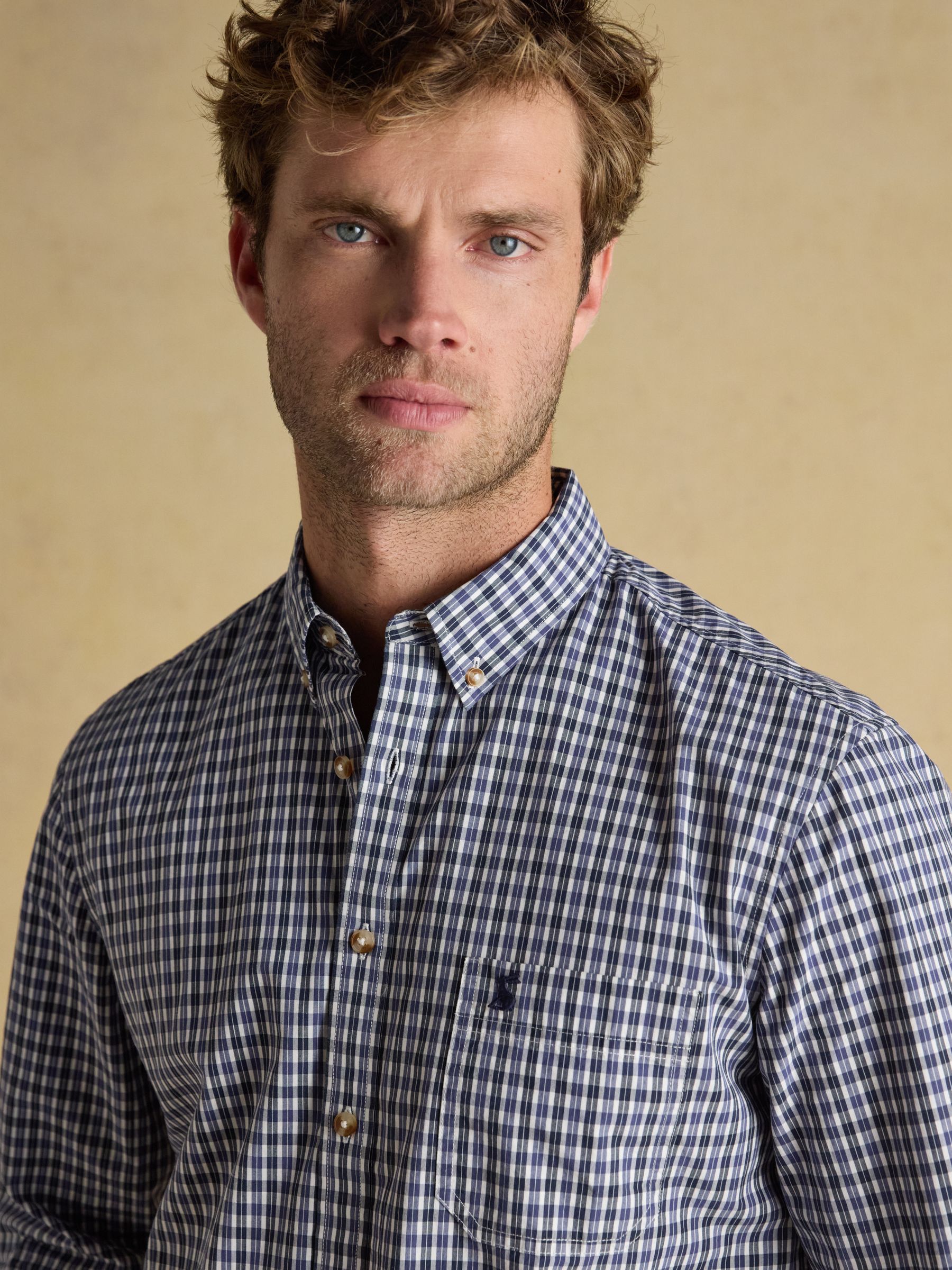 Cotton Poplin Blue Long Sleeve Gingham Shirt - Image 5 of 11