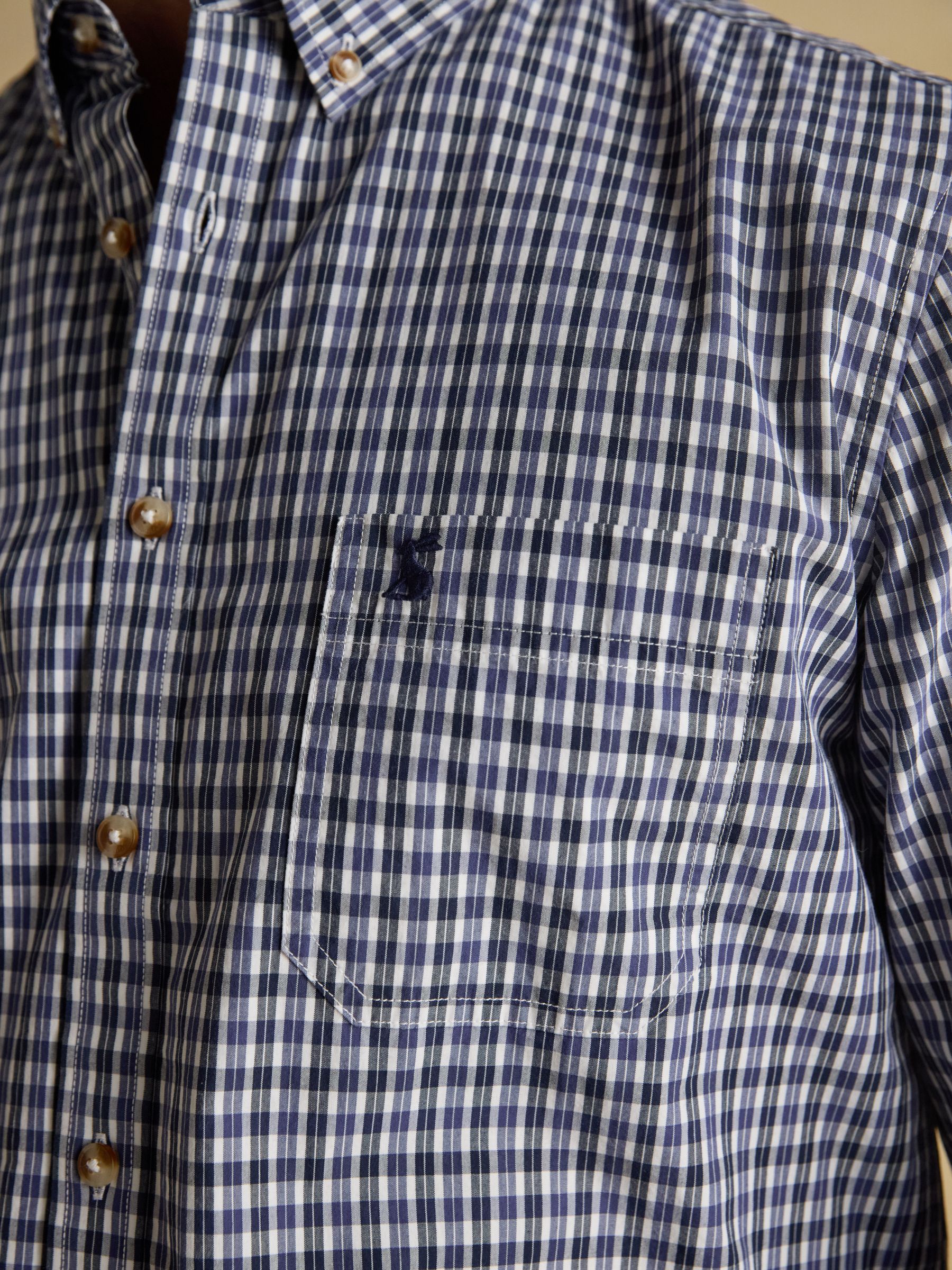 Cotton Poplin Blue Long Sleeve Gingham Shirt - Image 6 of 11