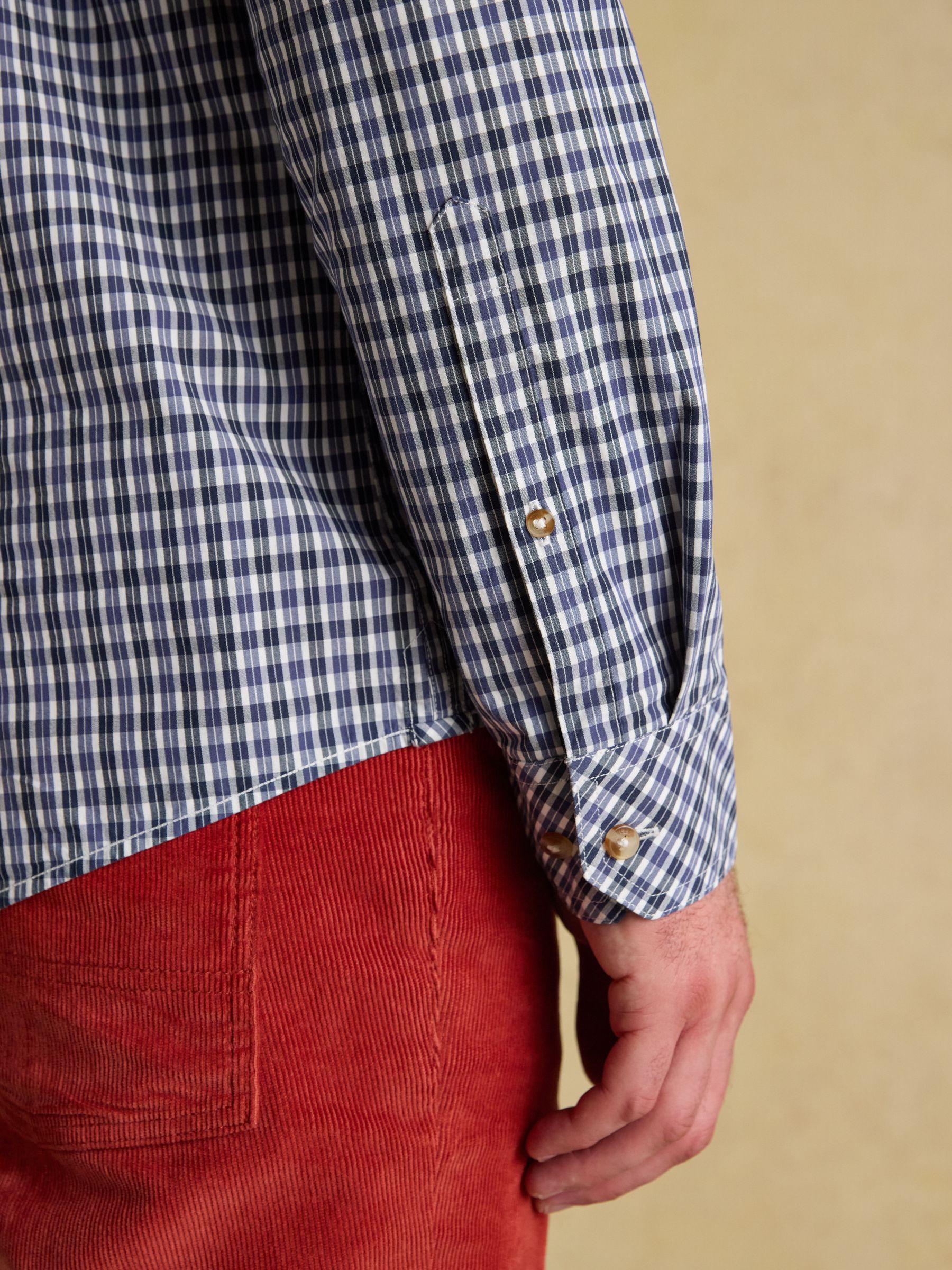 Cotton Poplin Blue Long Sleeve Gingham Shirt - Image 8 of 11