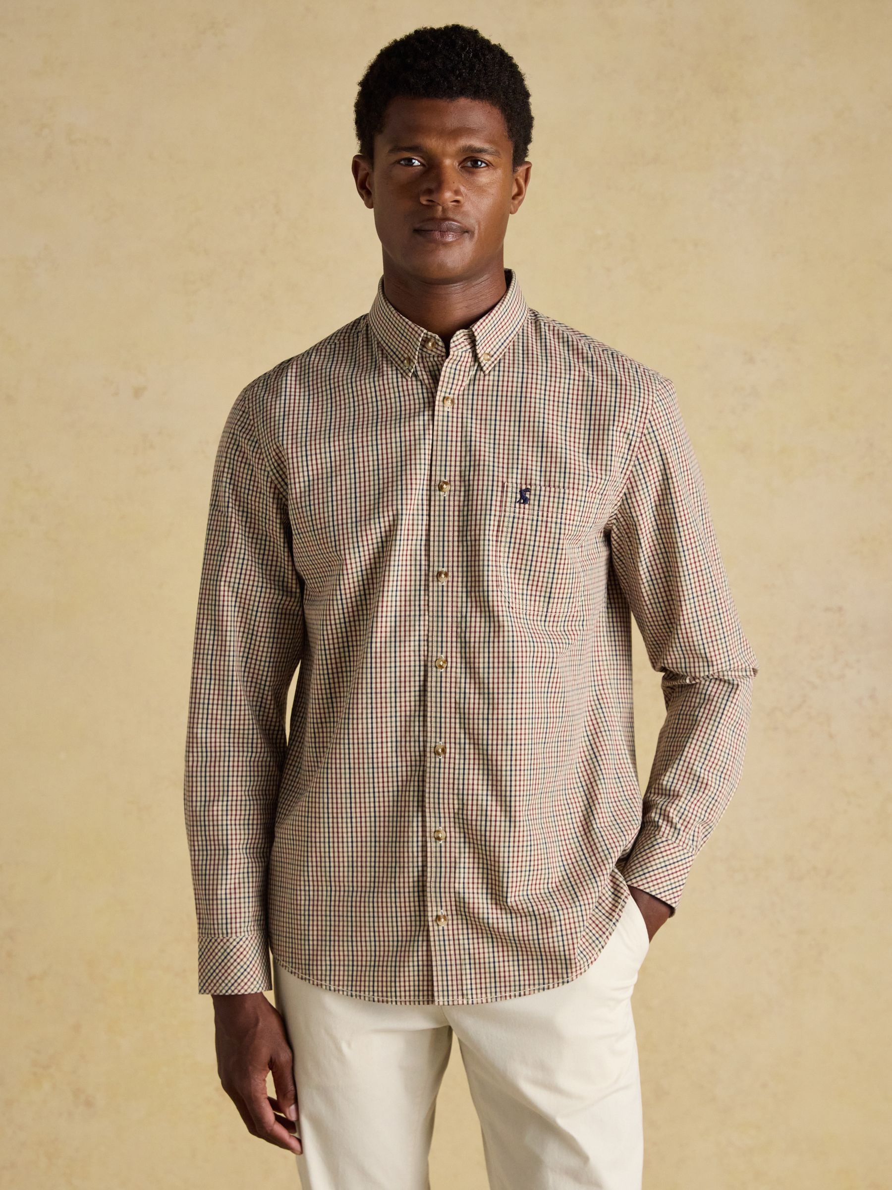 Cotton Poplin Brown Long Sleeve Gingham Shirt - Image 1 of 10