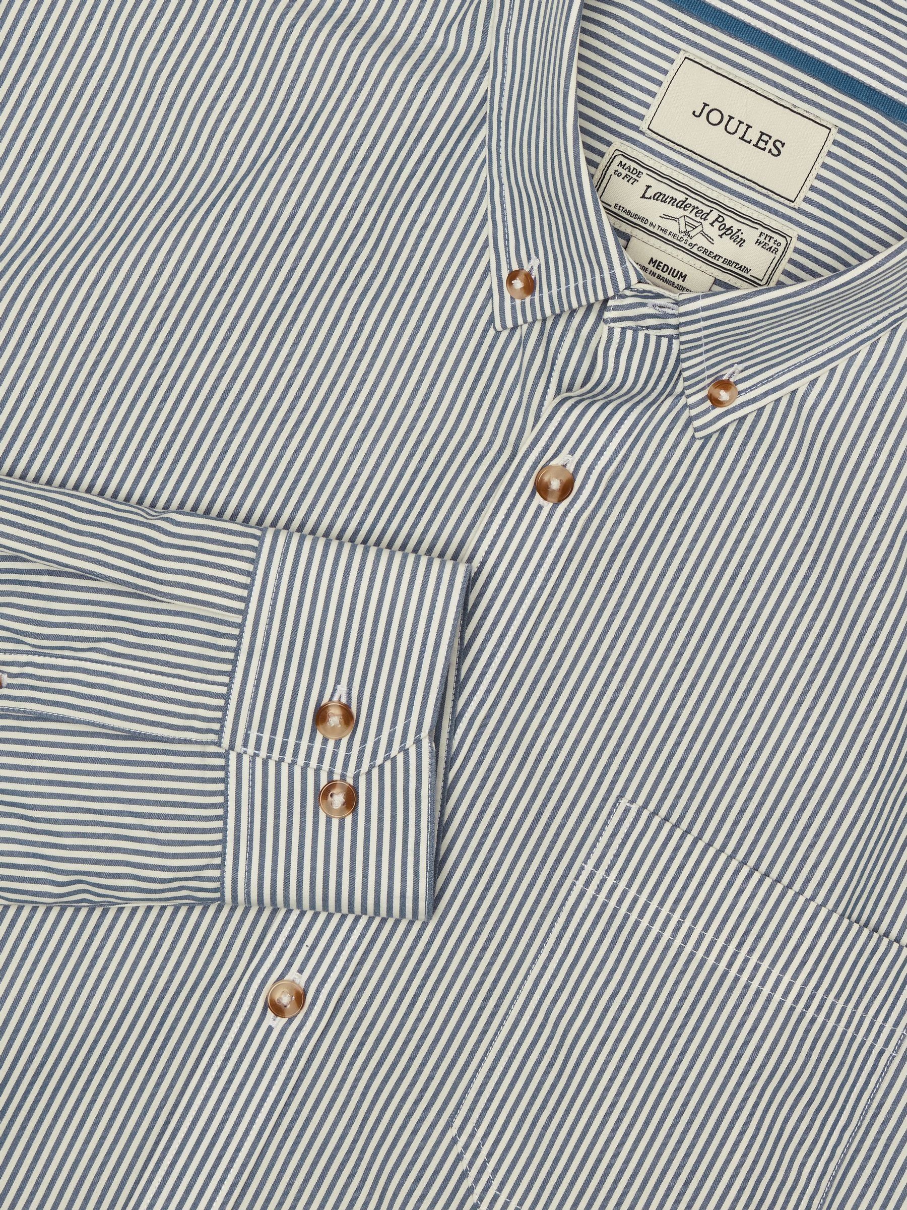 Cotton Poplin Blue Stripe Long Sleeve Shirt - Image 2 of 11