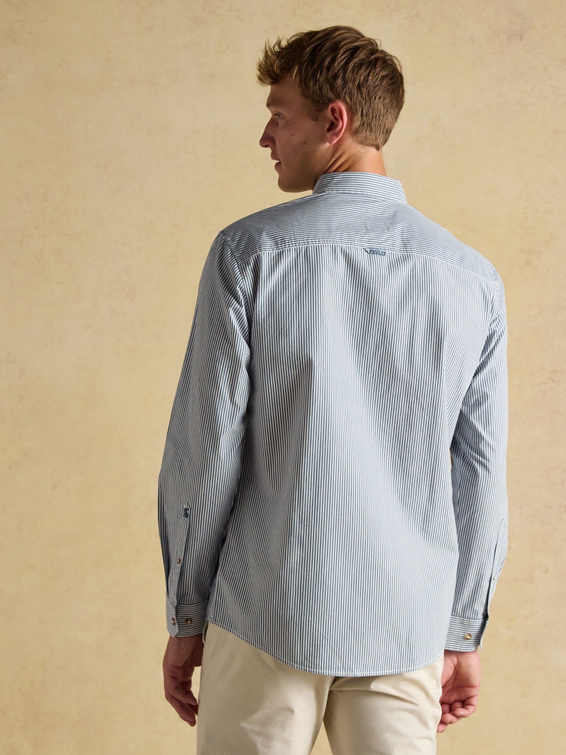 Cotton Poplin Blue Stripe Long Sleeve Shirt - Image 3 of 11
