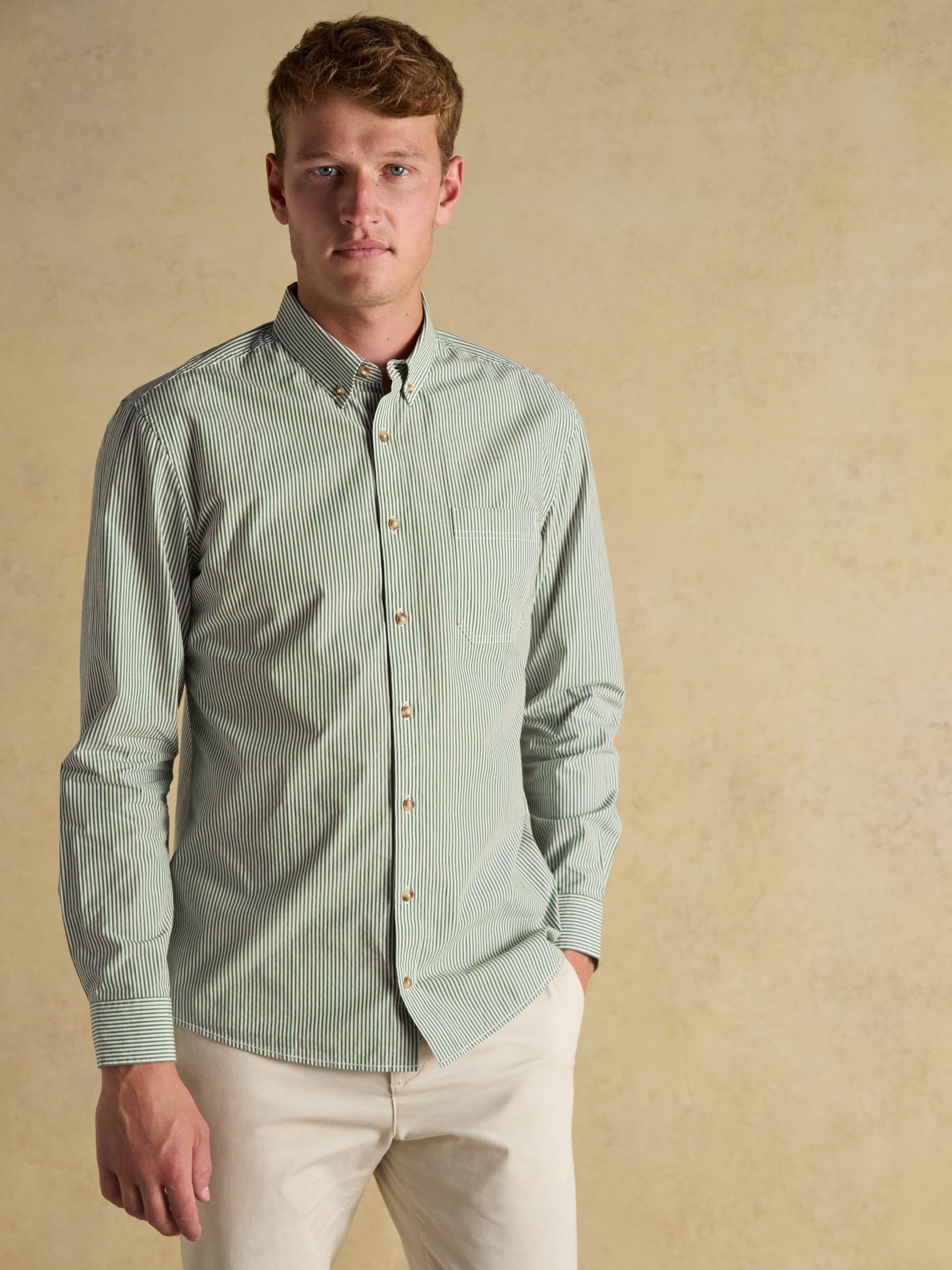 Cotton Poplin Green Long Sleeve Shirt - Image 1 of 9