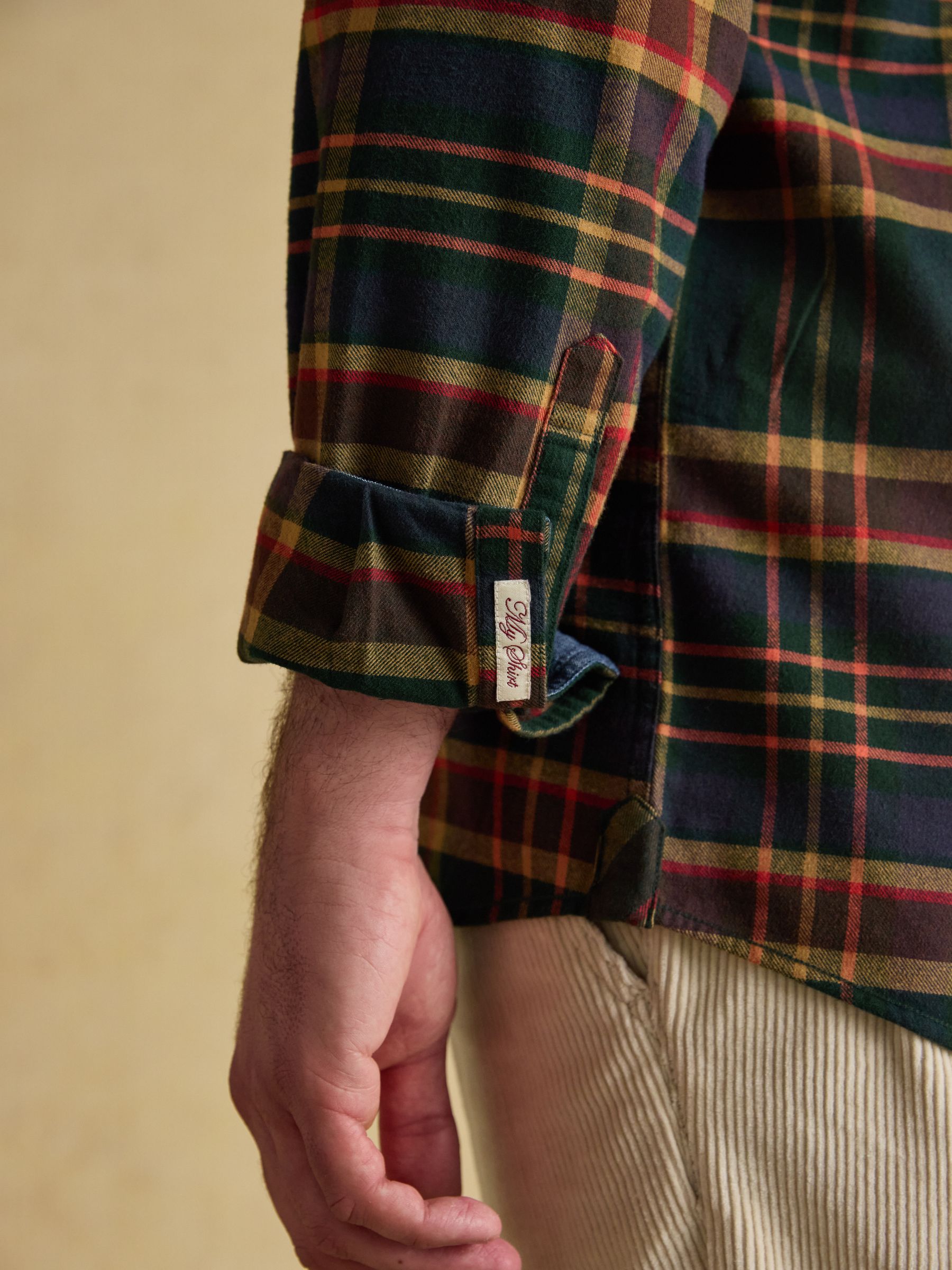 Brushed Flannel Green Check Cotton Shirt - Image 11 of 14