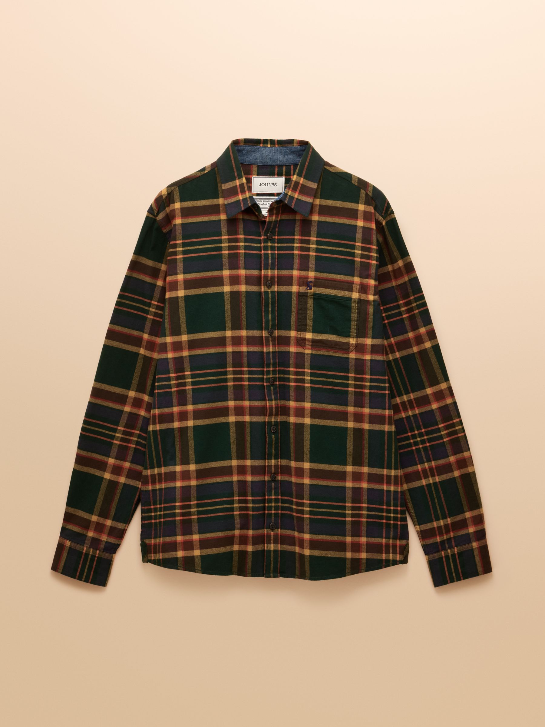 Brushed Flannel Green Check Cotton Shirt - Image 12 of 12