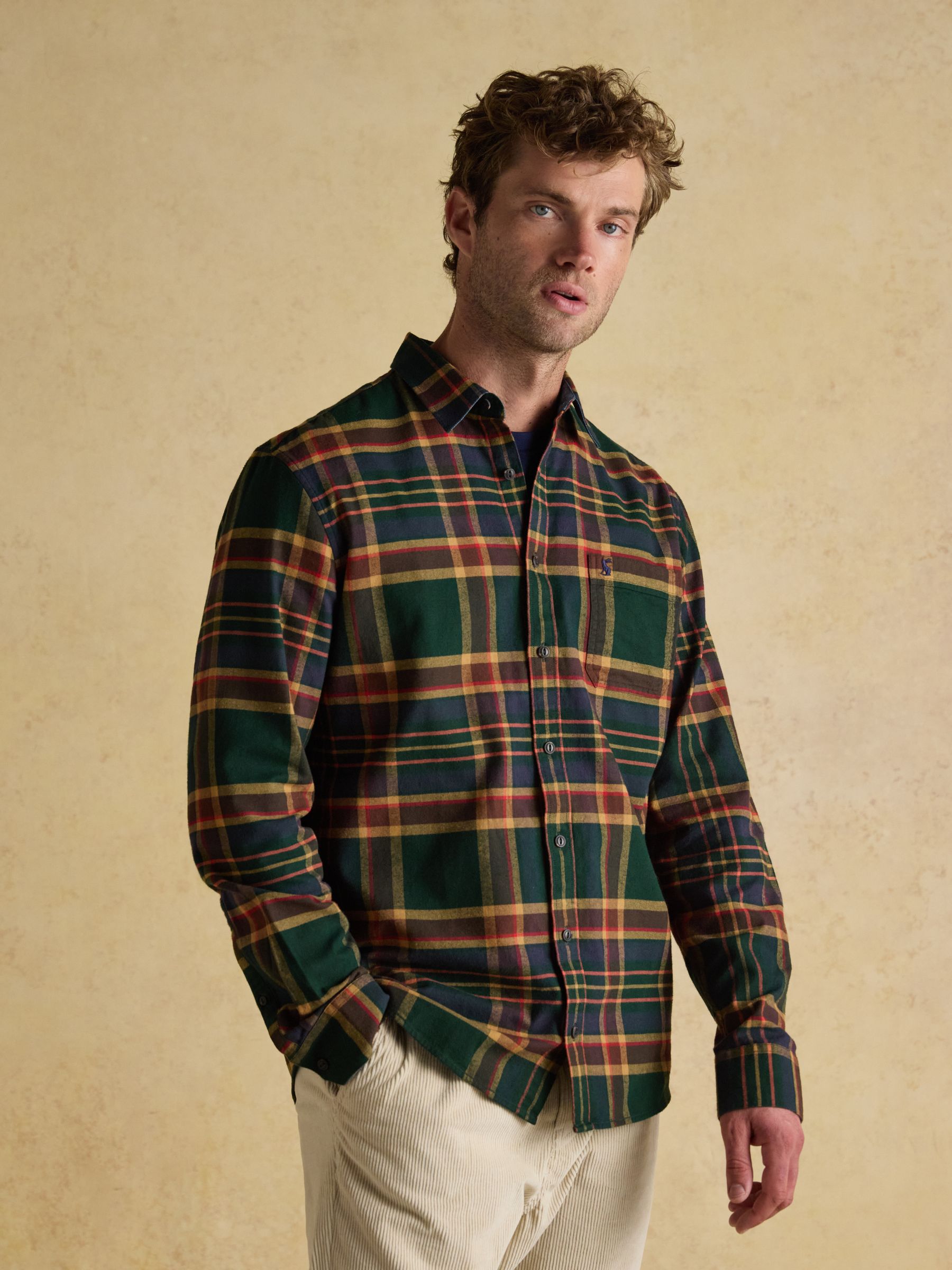 Brushed Flannel Green Check Cotton Shirt - Image 2 of 14 Brushed Flannel Green Check Cotton Shirt - Image 2 of 14