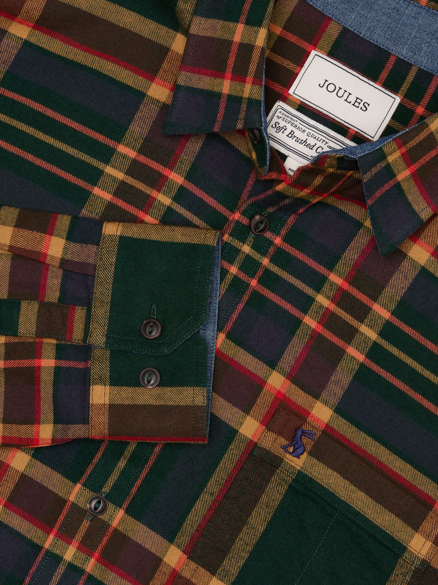 Brushed Flannel Green Check Cotton Shirt - Image 3 of 14
