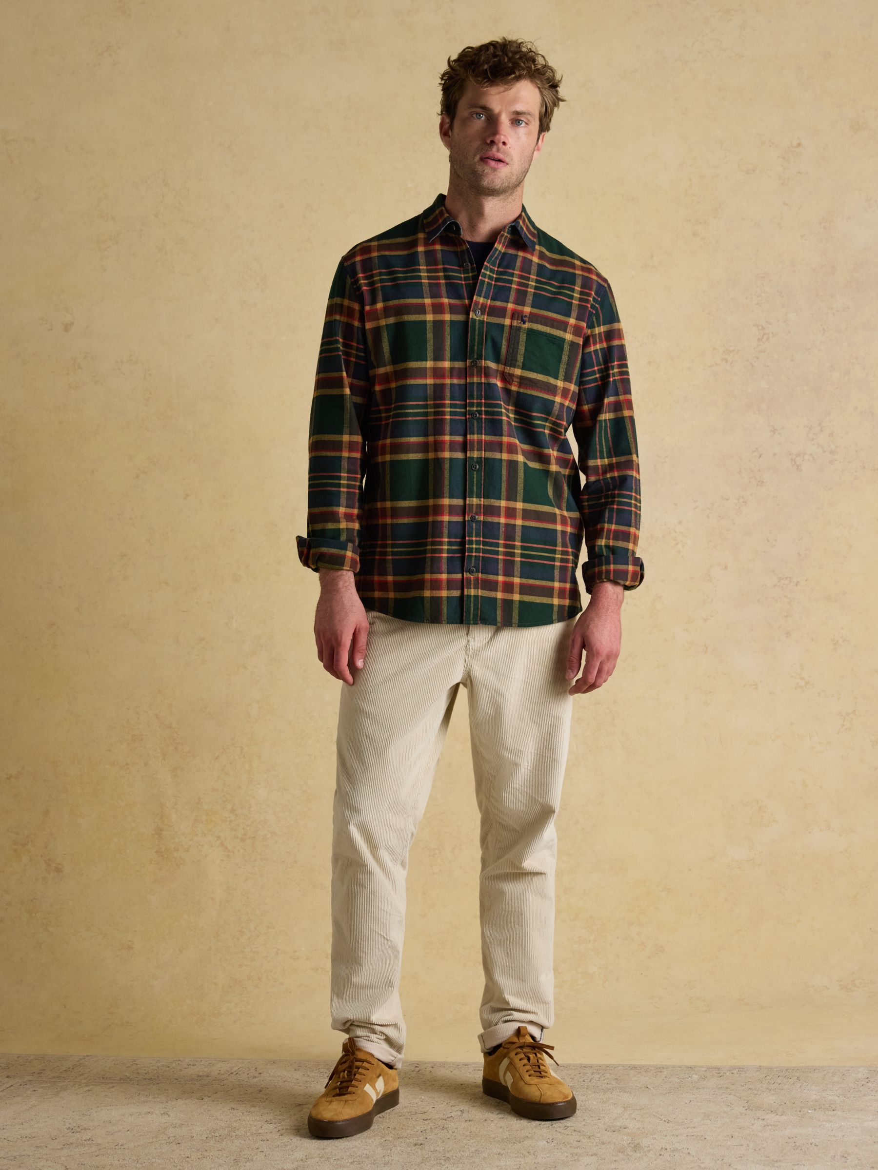 Brushed Flannel Green Check Cotton Shirt - Image 6 of 14