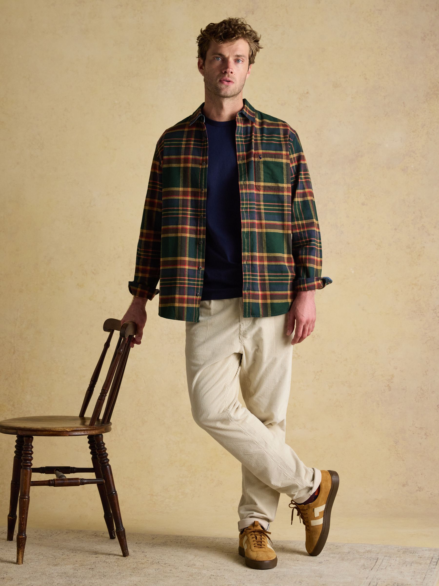 Brushed Flannel Green Check Cotton Shirt - Image 8 of 14