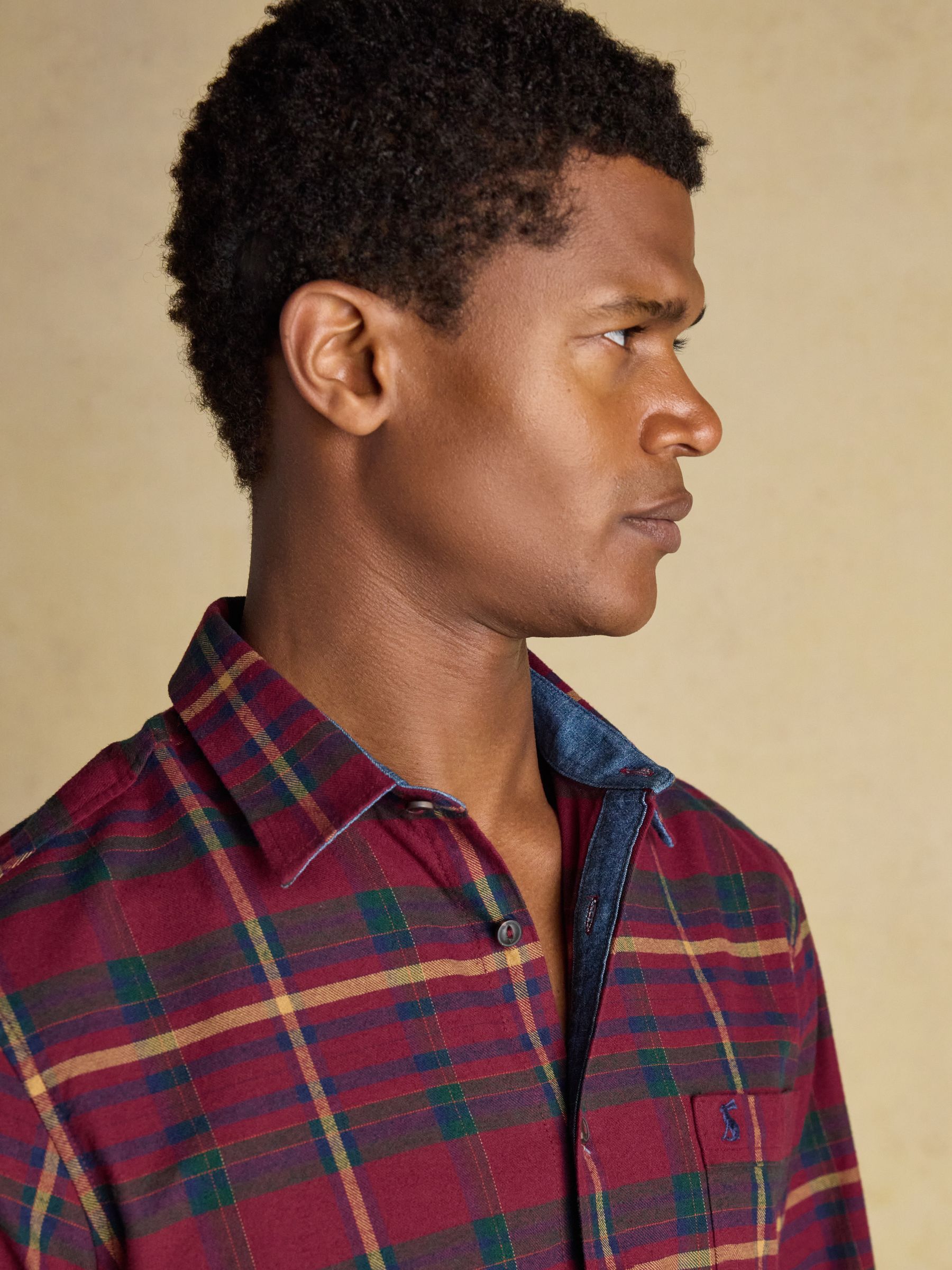 Brushed Flannel Burgundy Red Check Cotton Shirt - Image 10 of 16