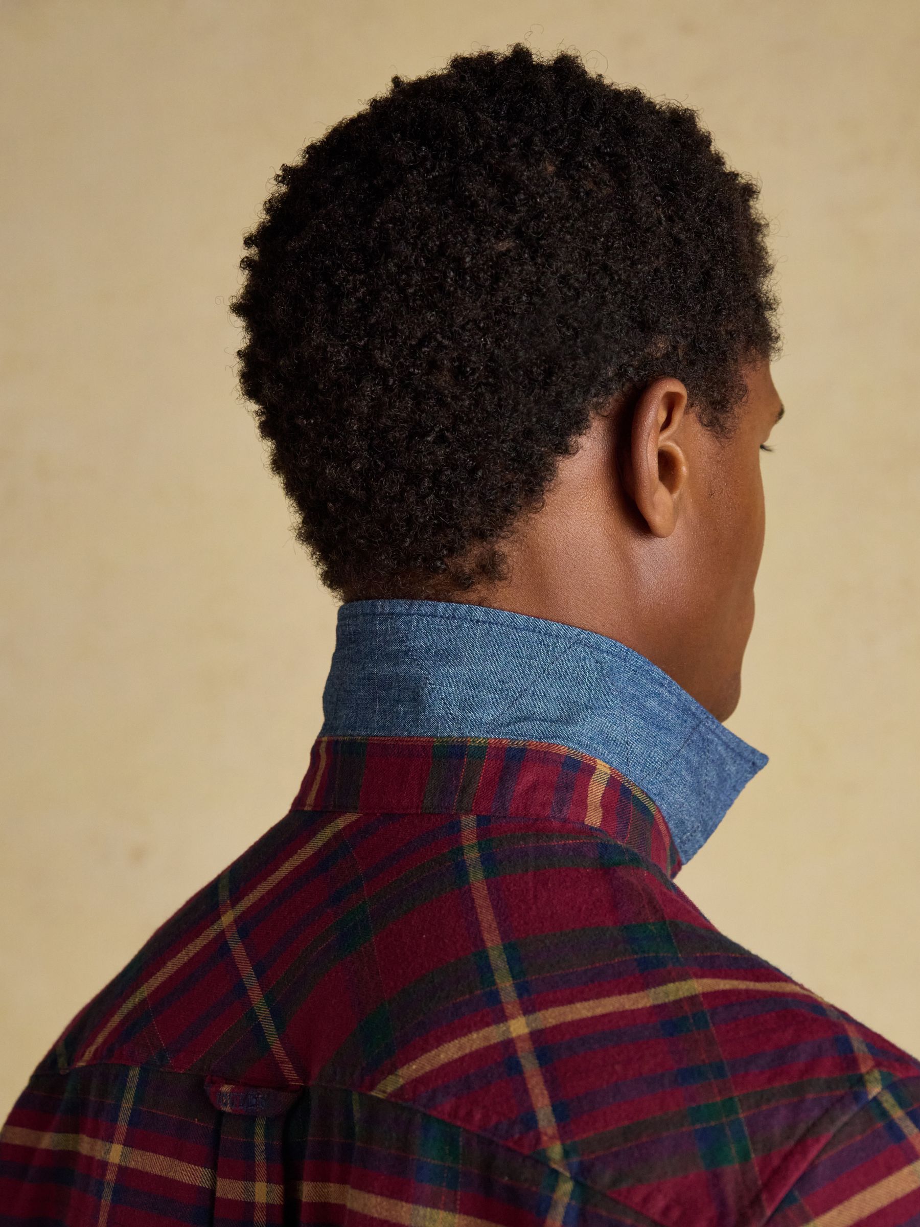 Brushed Flannel Burgundy Red Check Cotton Shirt - Image 11 of 16