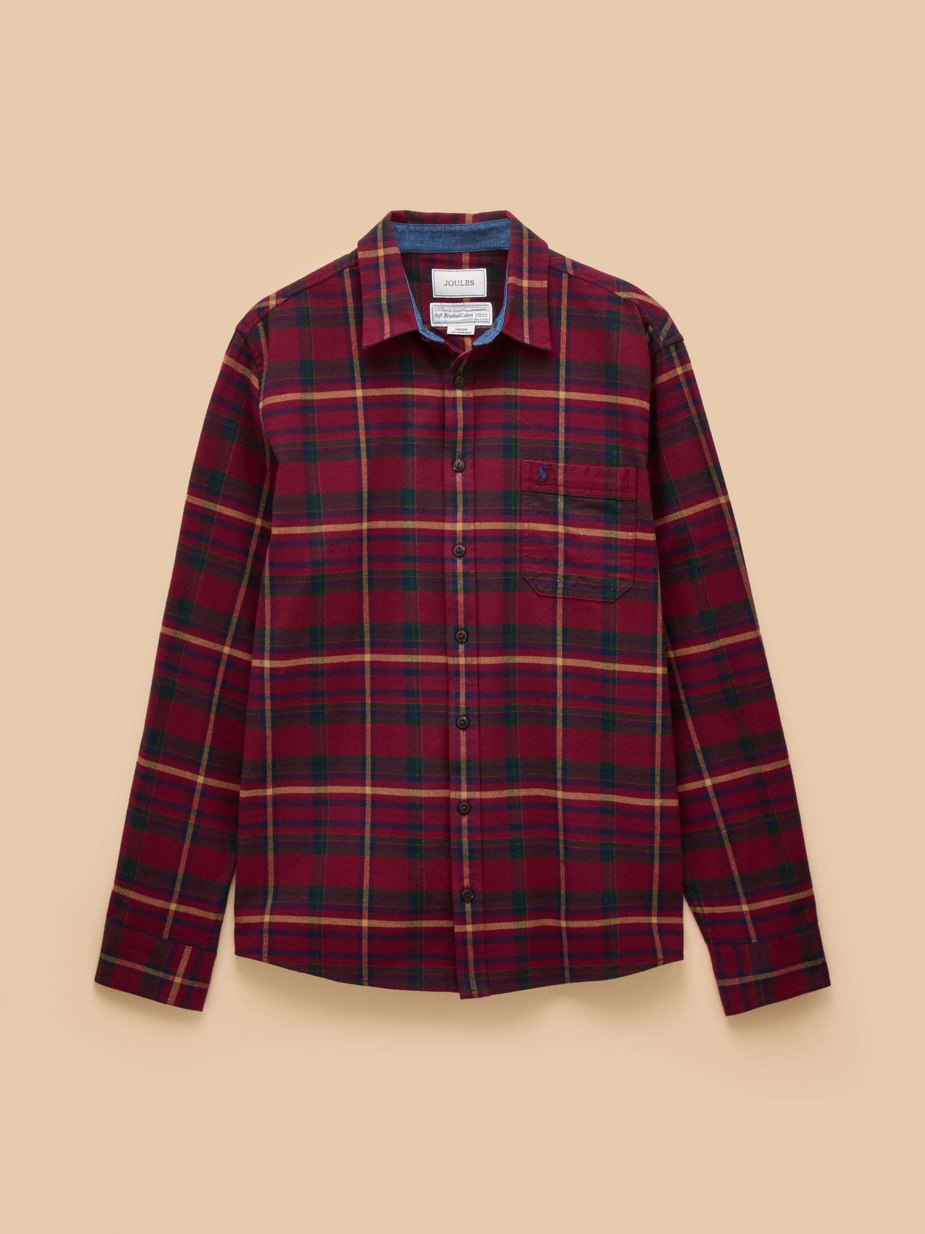 Brushed Flannel Burgundy Red Check Cotton Shirt - Image 13 of 13