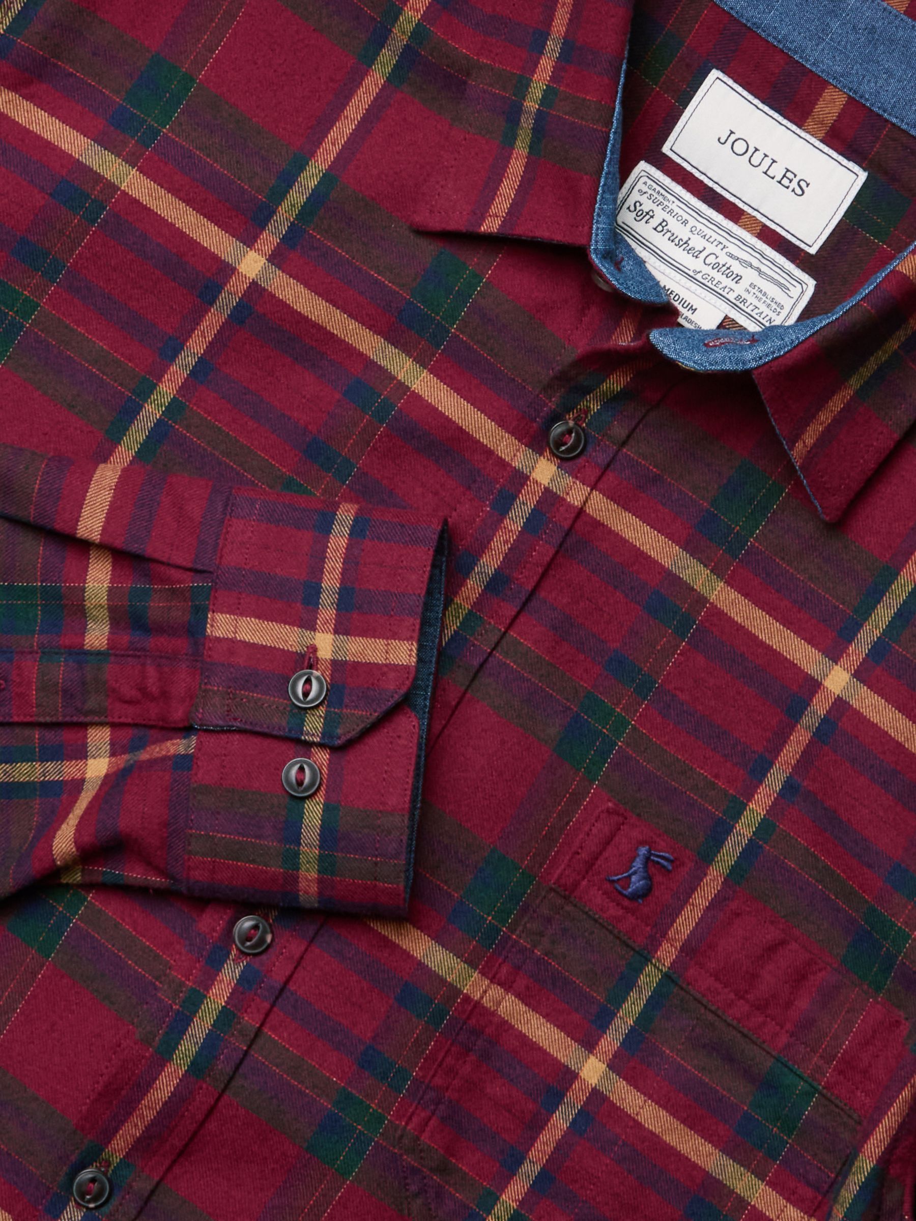 Brushed Flannel Burgundy Red Check Cotton Shirt - Image 2 of 16