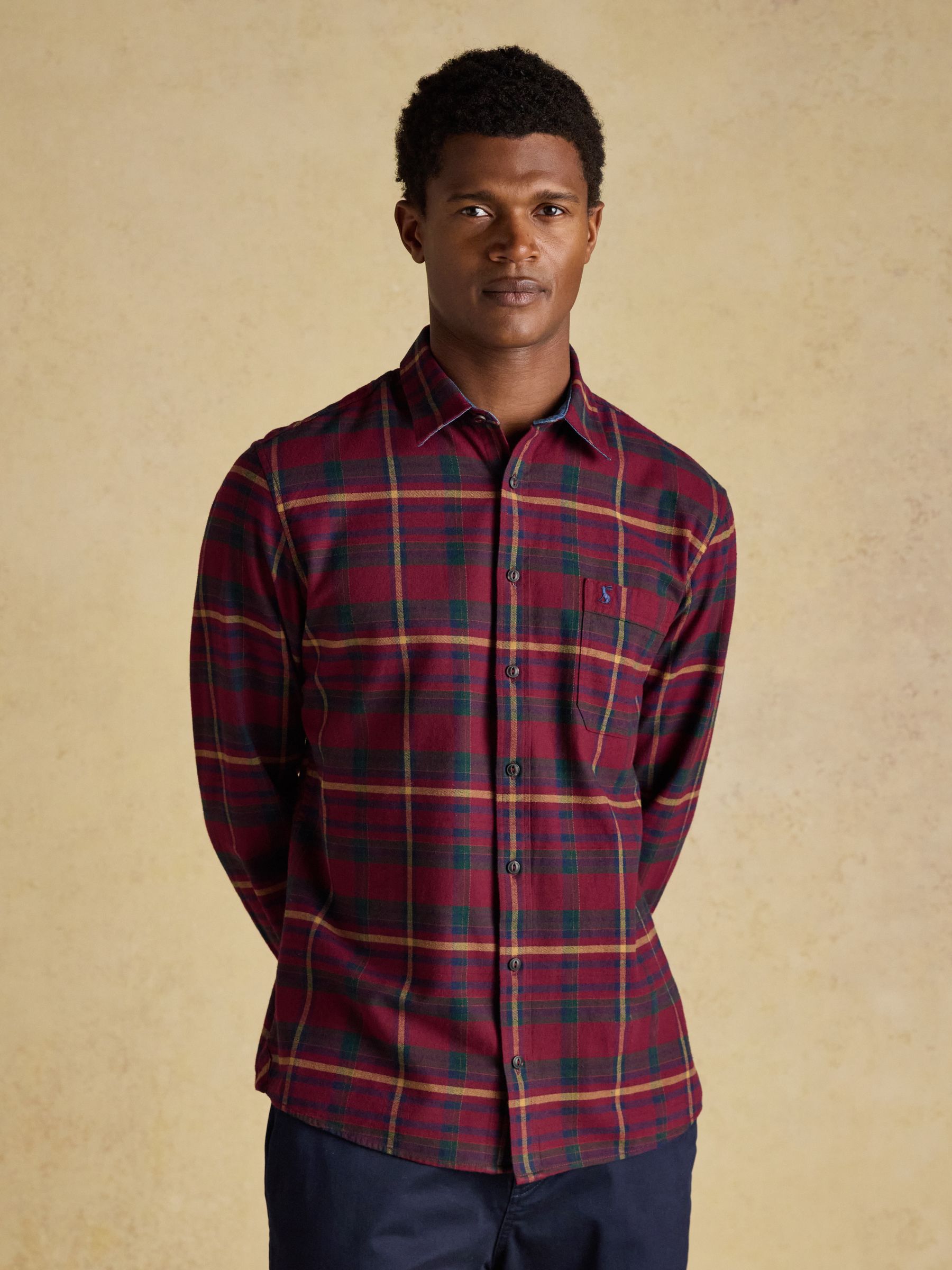 Brushed Flannel Burgundy Red Check Cotton Shirt - Image 3 of 16