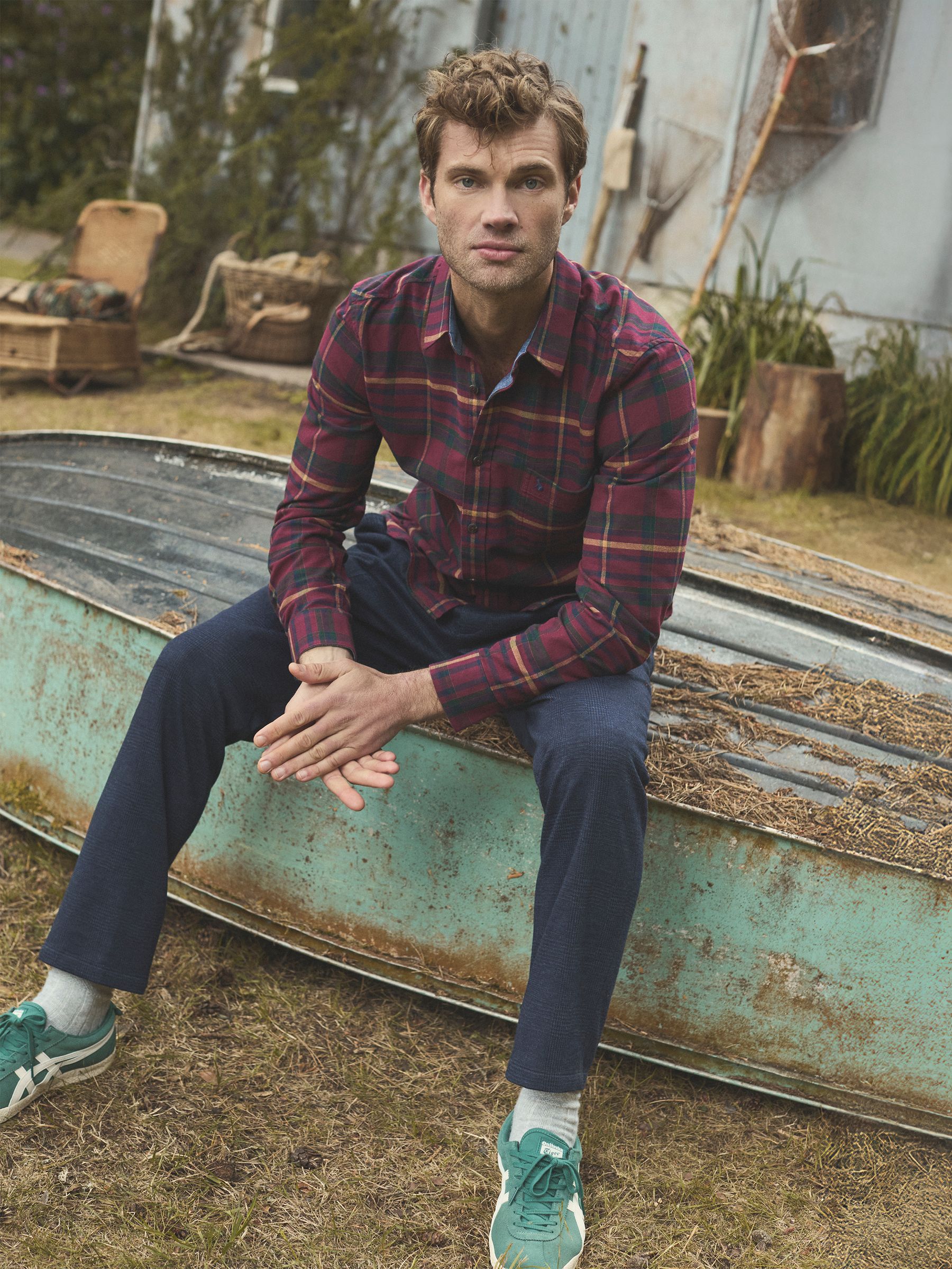 Brushed Flannel Burgundy Red Check Cotton Shirt - Image 5 of 16