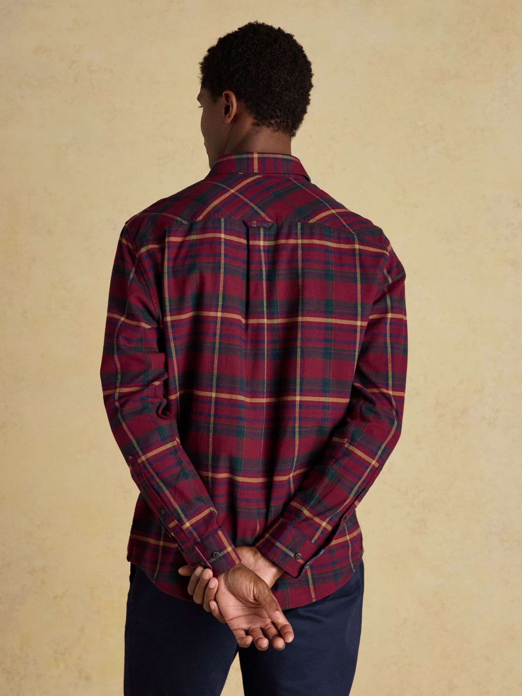 Brushed Flannel Burgundy Red Check Cotton Shirt - Image 6 of 16