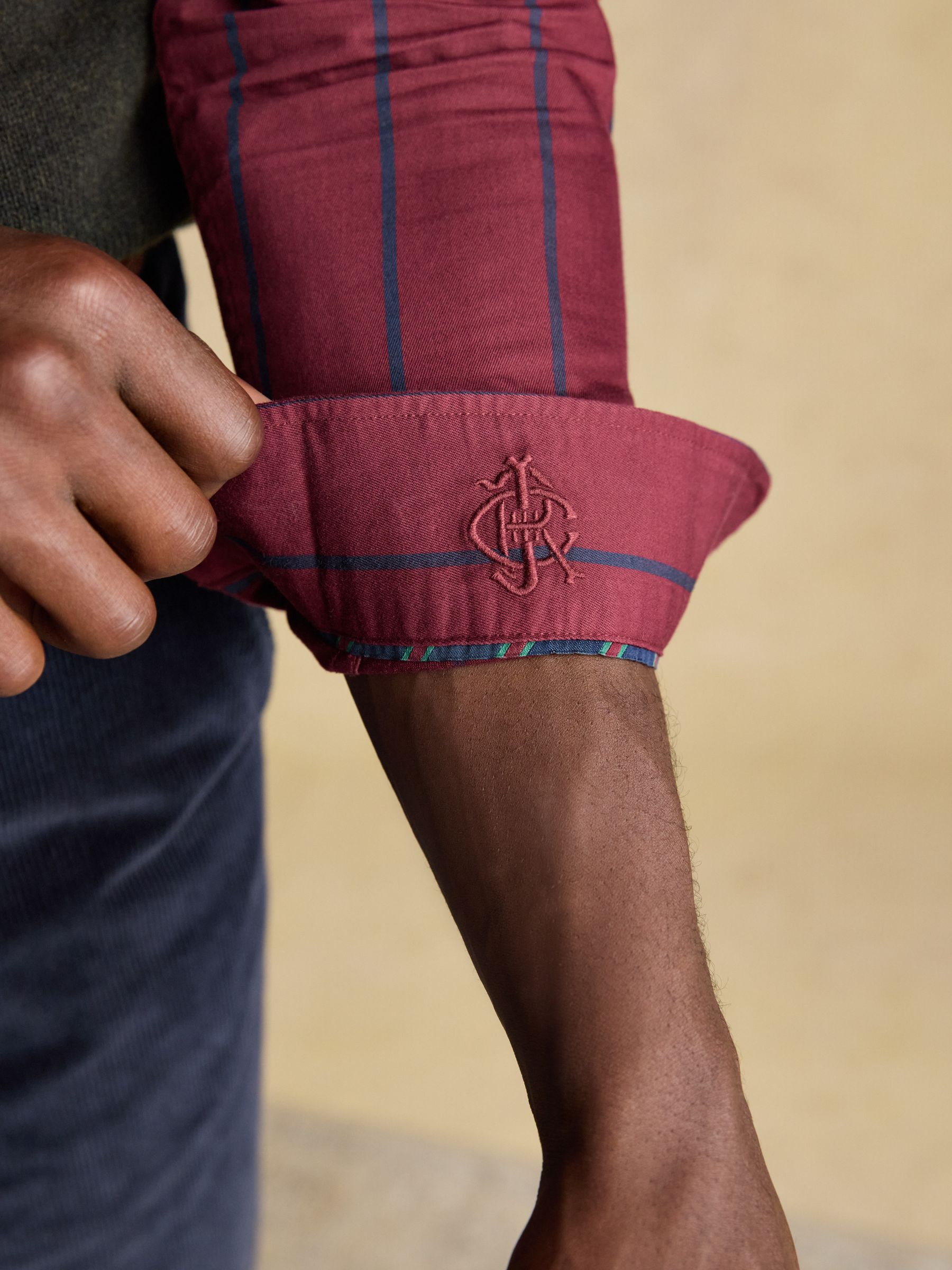 Cotton Twill Burgundy Red Stripe Shirt - Image 10 of 14