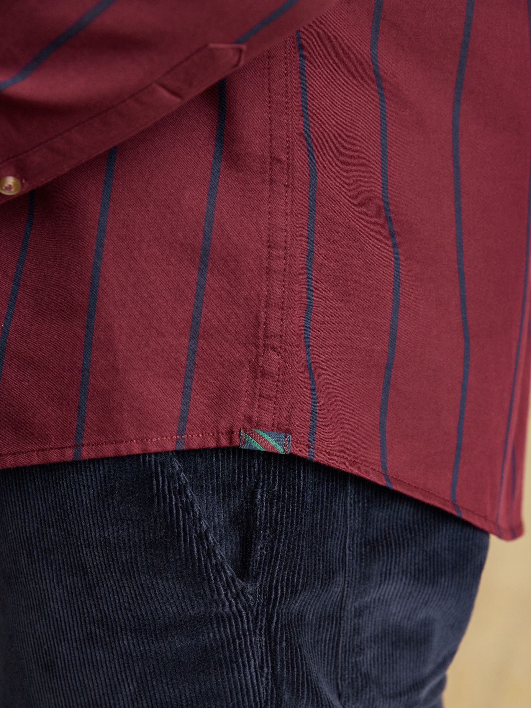 Cotton Twill Burgundy Red Stripe Shirt - Image 12 of 14