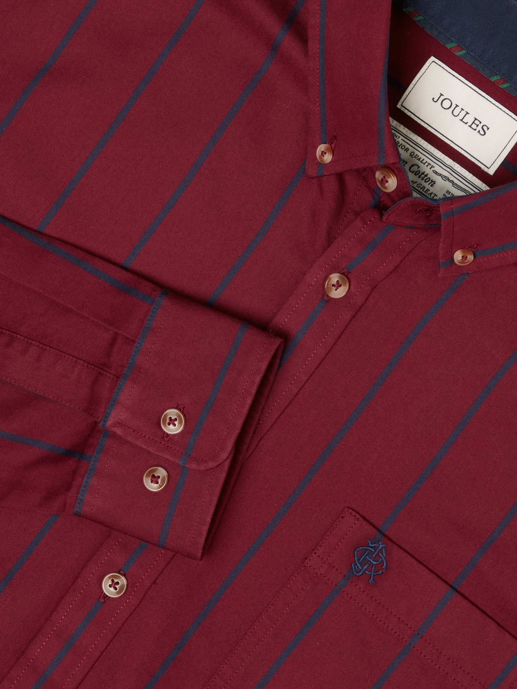 Cotton Twill Burgundy Red Stripe Shirt - Image 12 of 12
