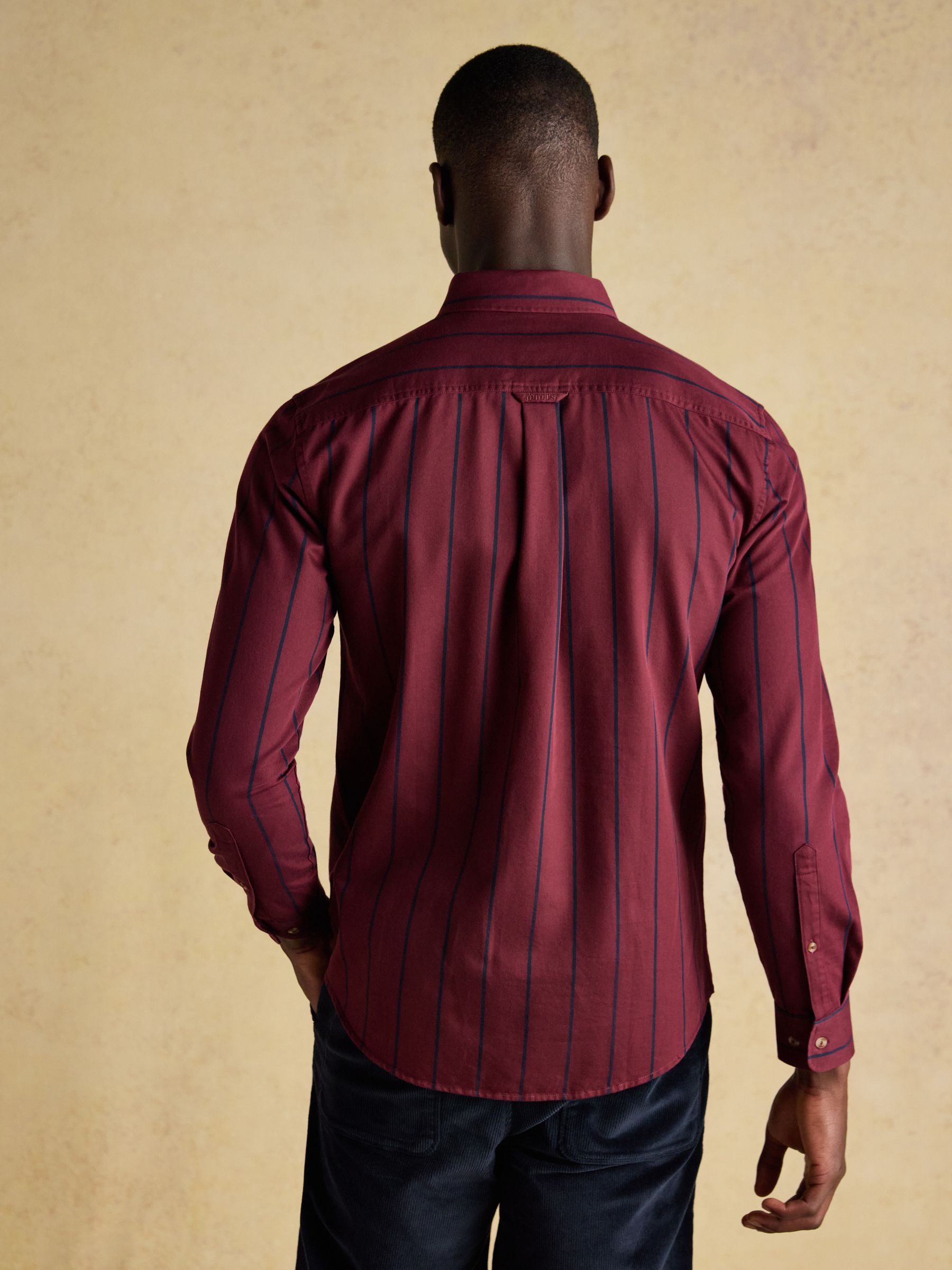 Cotton Twill Burgundy Red Stripe Shirt - Image 4 of 14