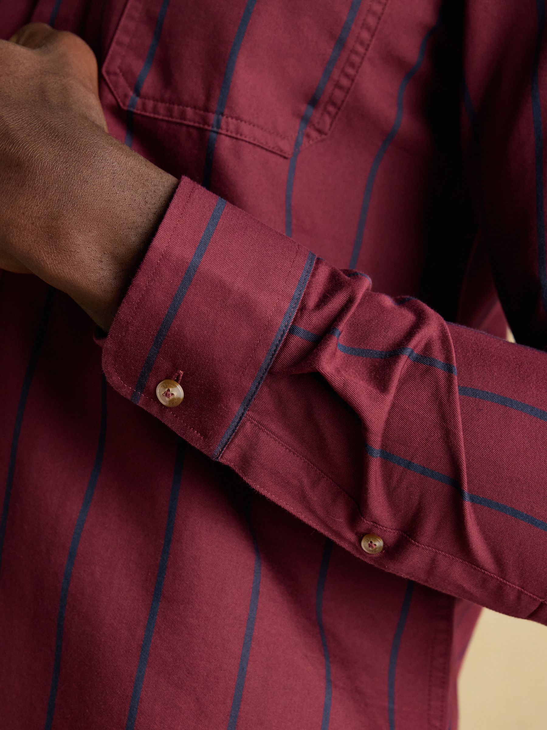 Cotton Twill Burgundy Red Stripe Shirt - Image 8 of 14