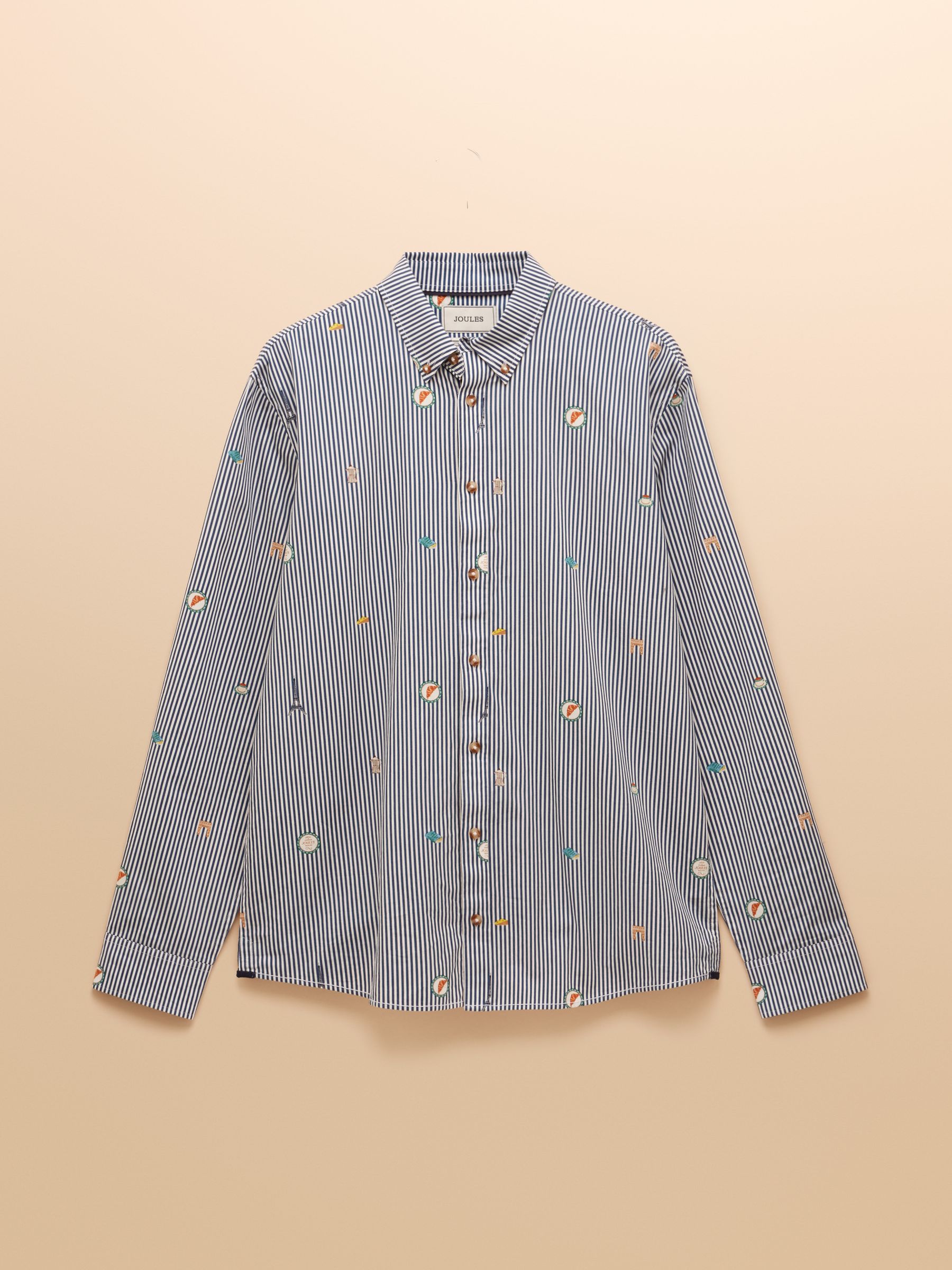Classic Fit Blue Stripe with Paris Icons Cotton Printed Shirt - Image 10 of 10