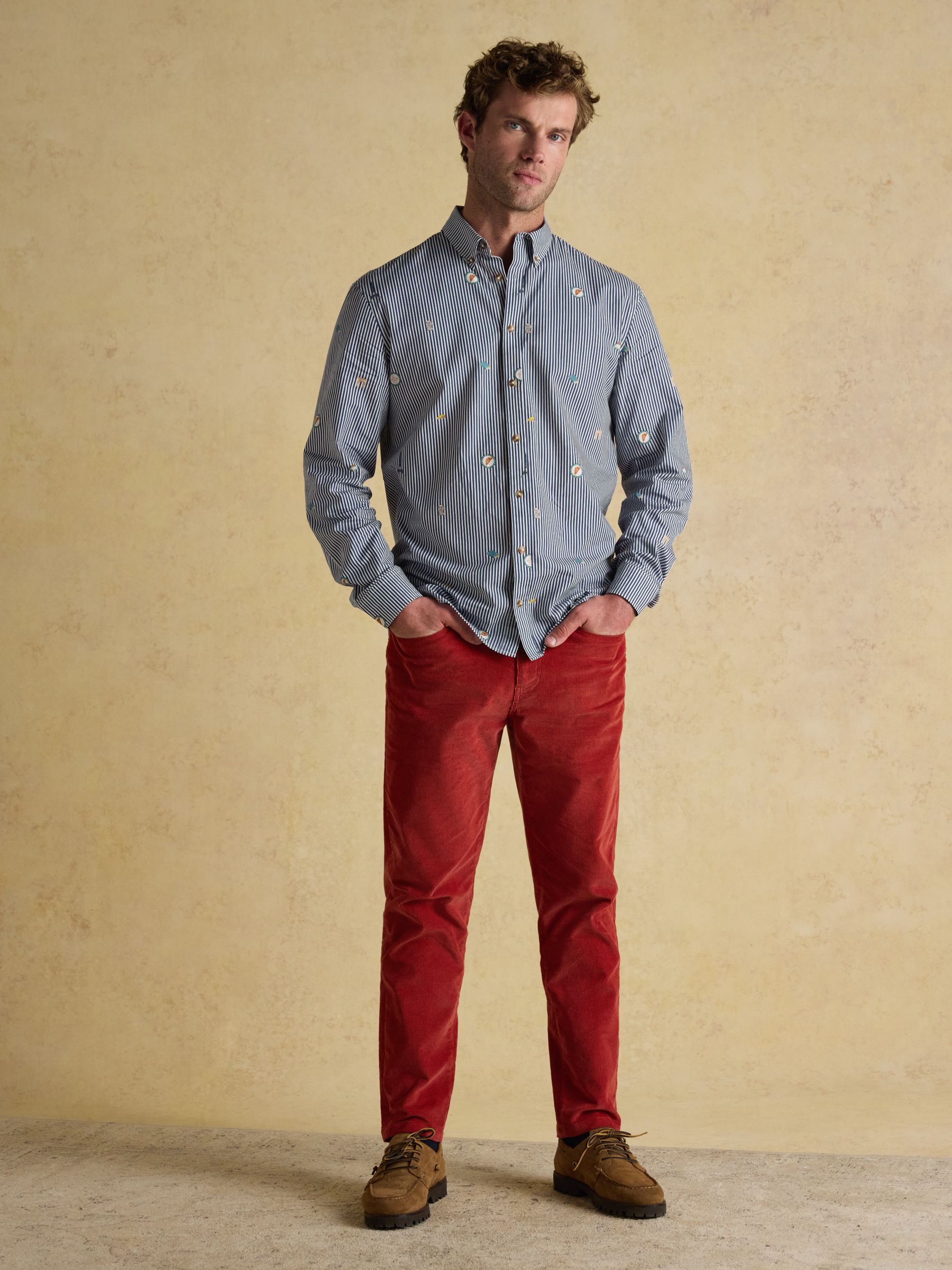 Classic Fit Blue Stripe with Paris Icons Cotton Printed Shirt - Image 4 of 10