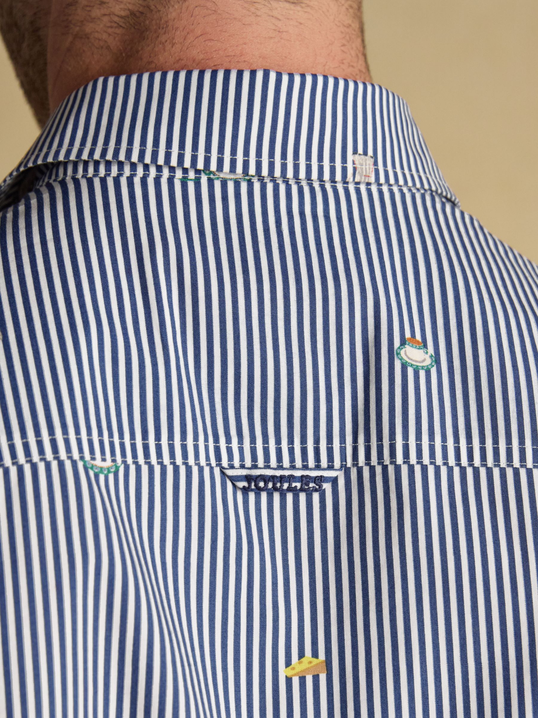 Classic Fit Blue Stripe with Paris Icons Cotton Printed Shirt - Image 9 of 10