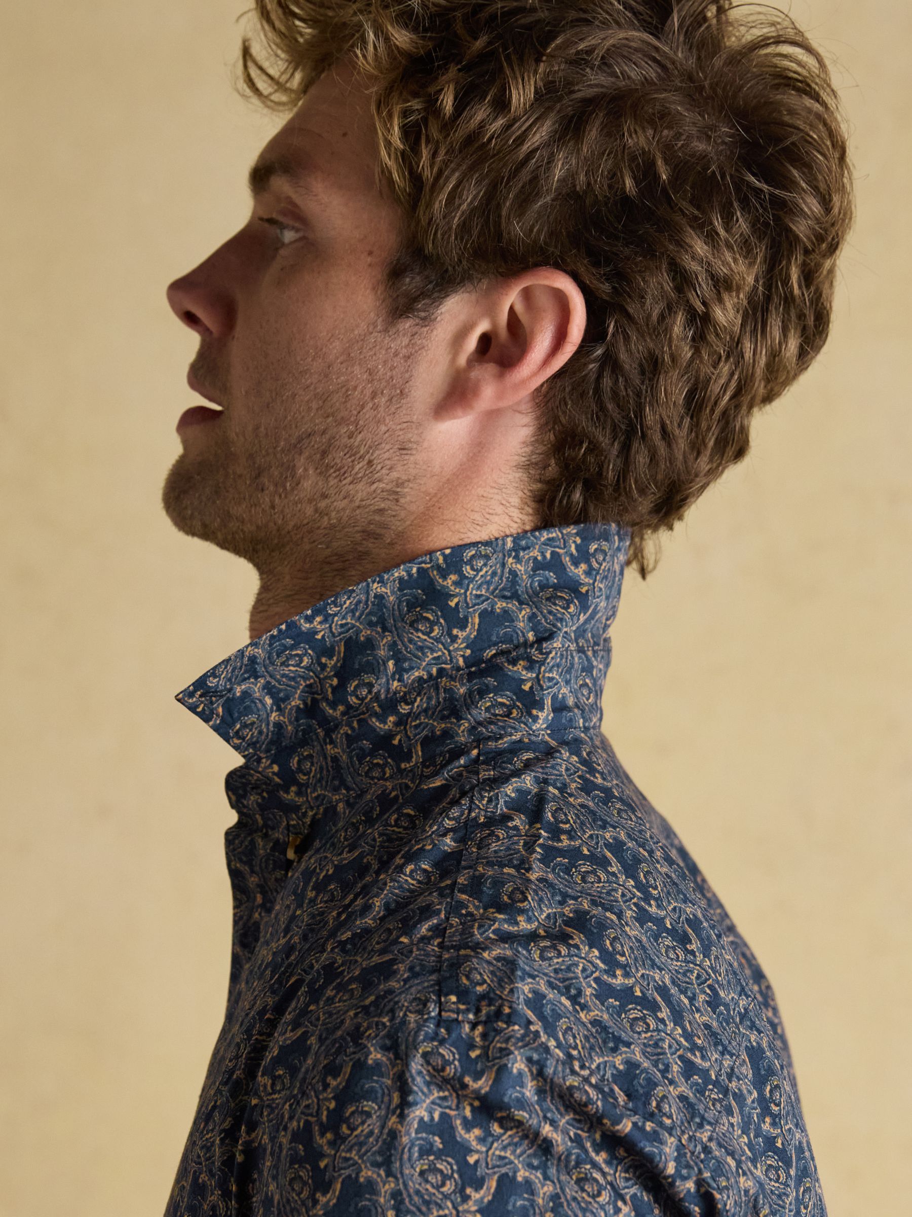Classic Fit Navy Cotton Printed Shirt - Image 11 of 11