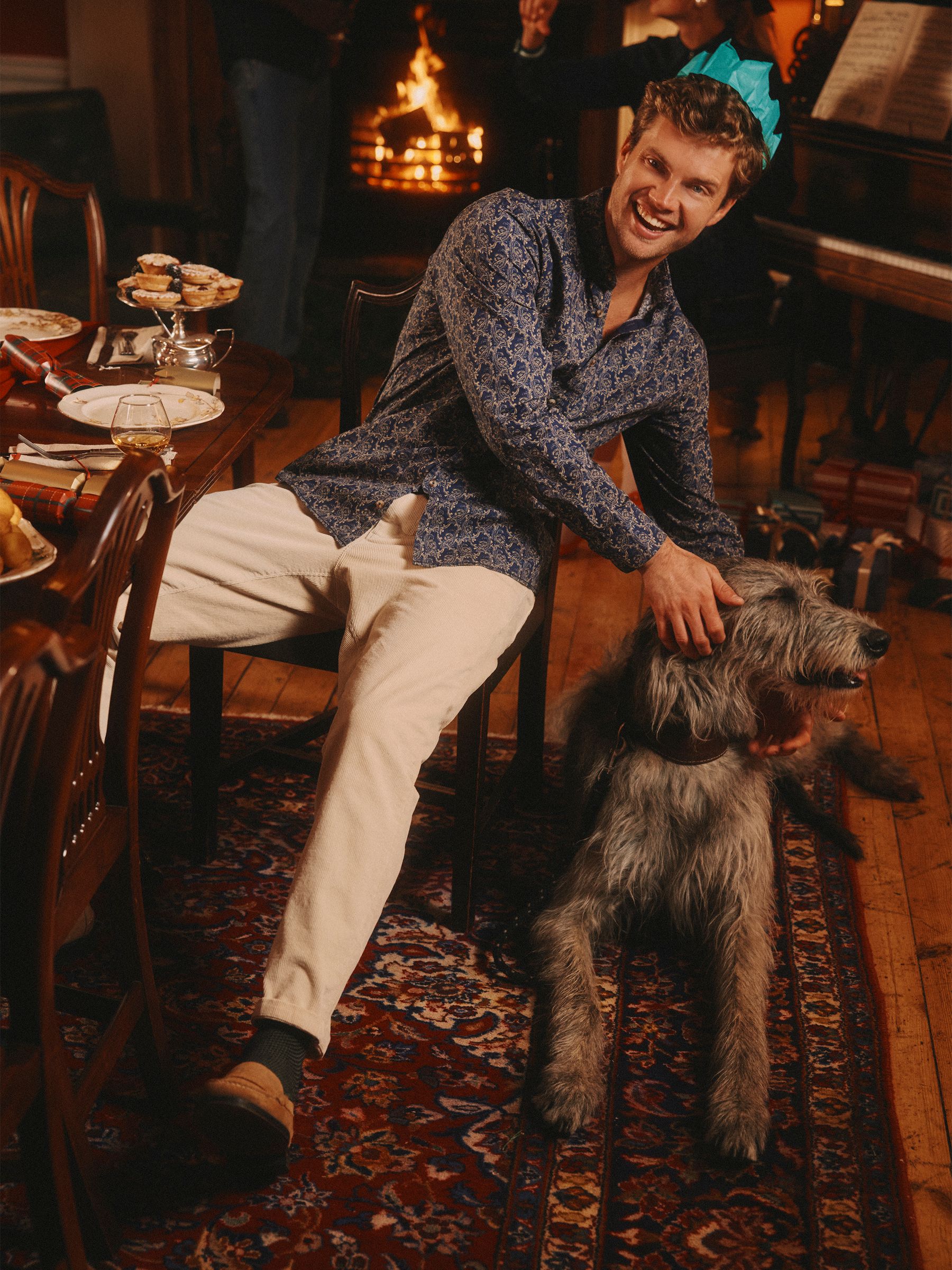 Classic Fit Navy Cotton Printed Shirt - Image 5 of 11