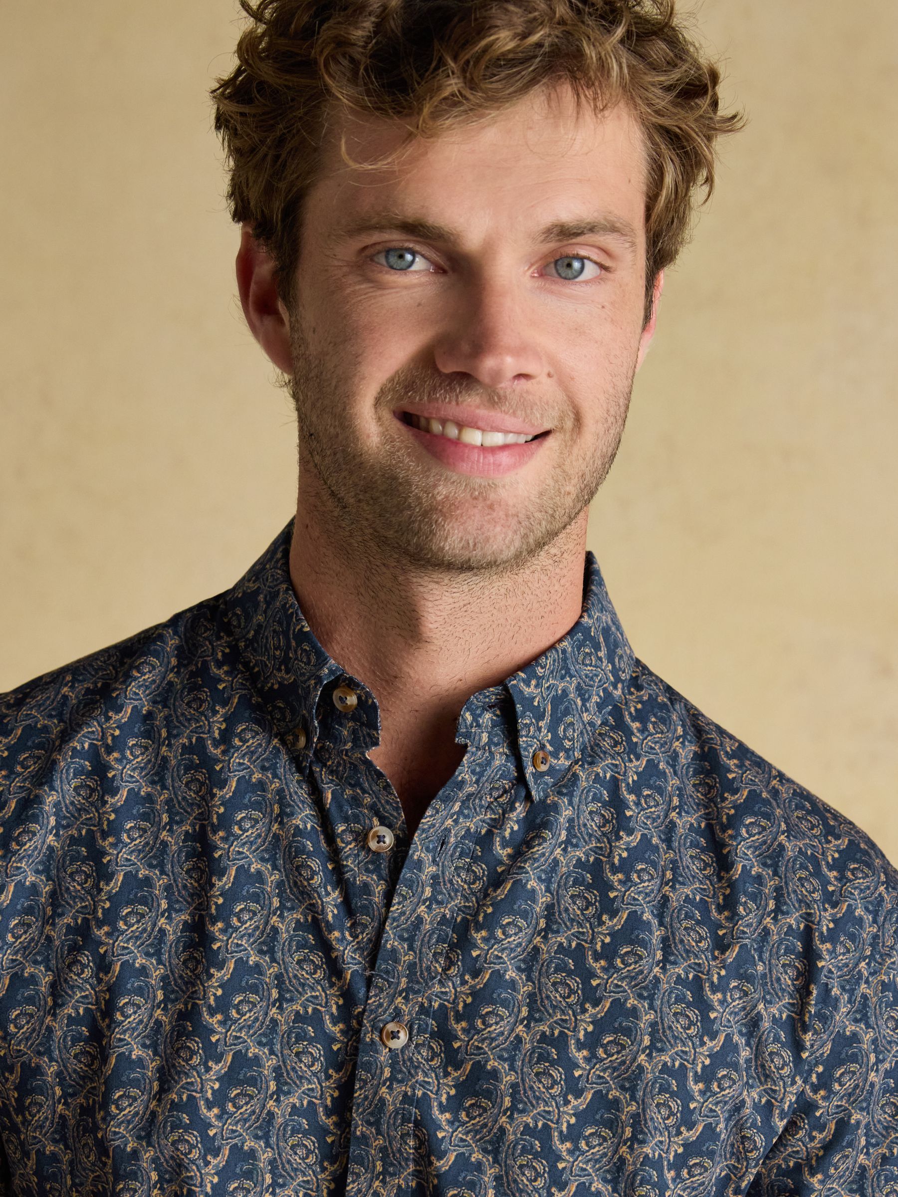 Classic Fit Navy Cotton Printed Shirt - Image 8 of 11