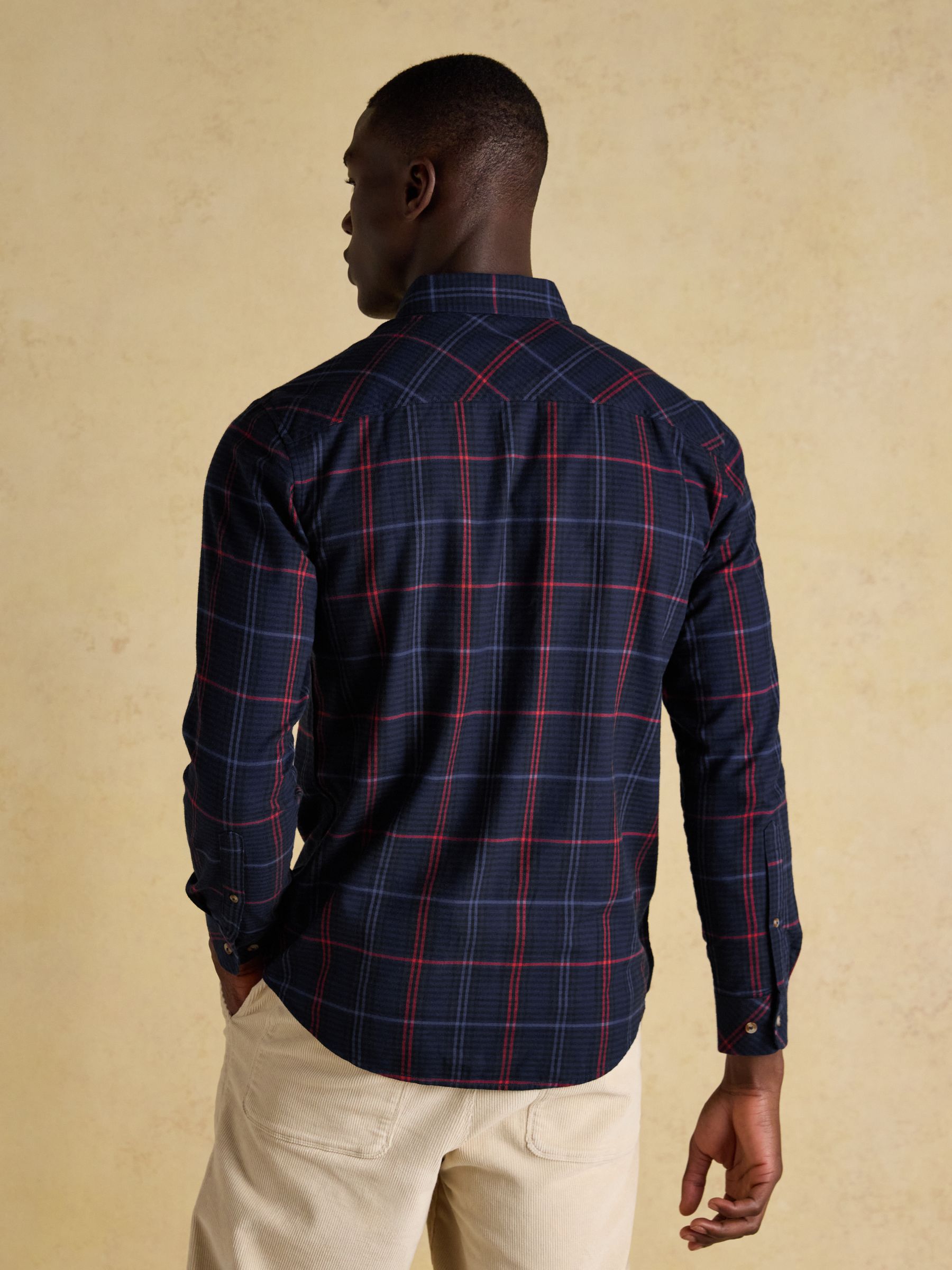 Lightweight Brushed Navy Flannel Cotton Shirt - Image 3 of 9
