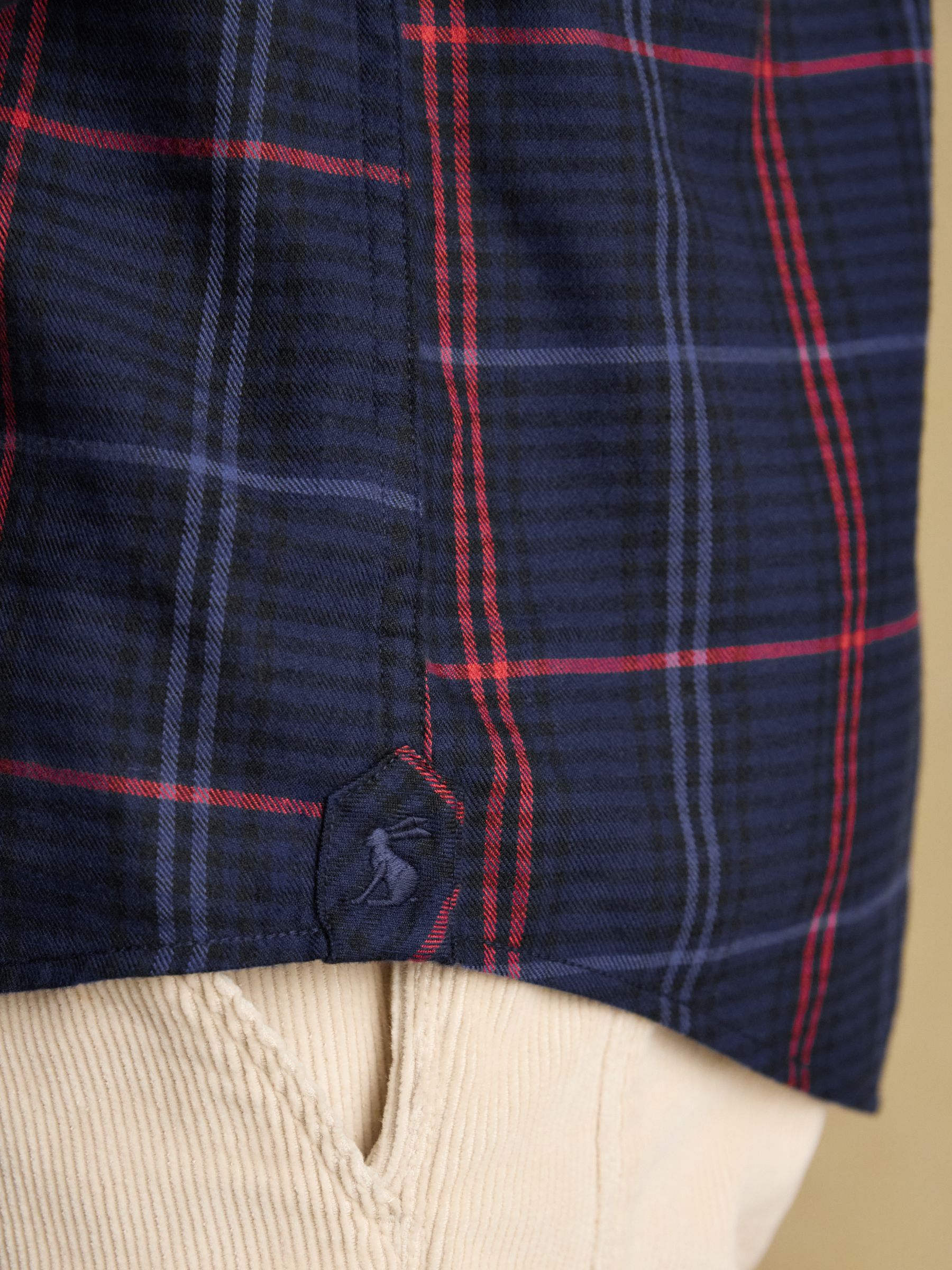 Lightweight Brushed Navy Flannel Cotton Shirt - Image 7 of 9