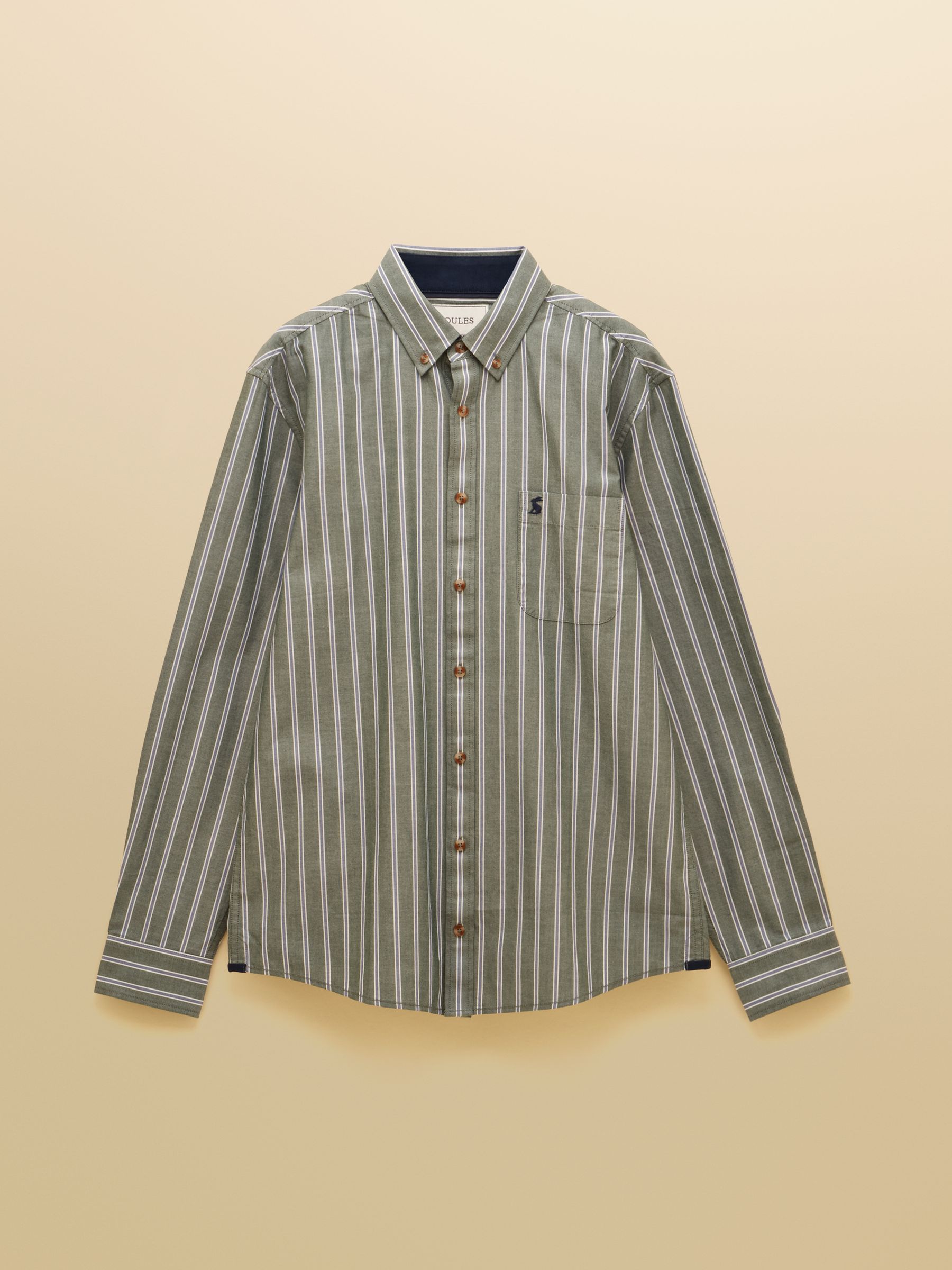 Oxford Classic Fit Dark Green Stripe Cotton Shirt - Image 10 of 10 Oxford Classic Fit Dark Green Stripe Cotton Shirt - Image 10 of 10