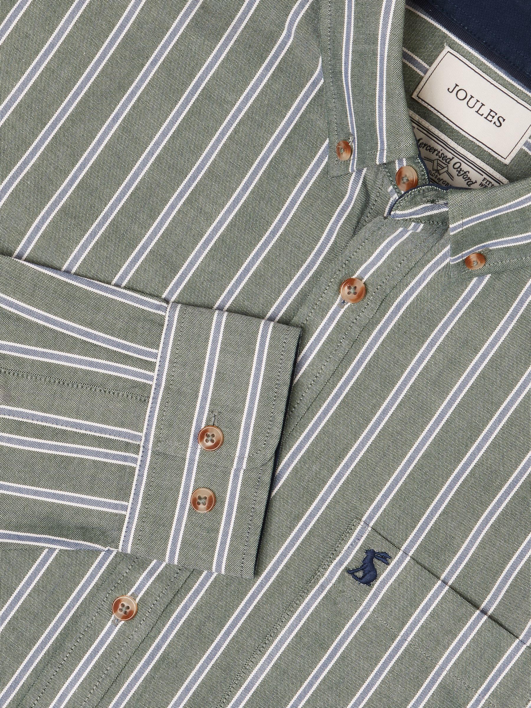 Oxford Classic Fit Dark Green Stripe Cotton Shirt - Image 2 of 10 Oxford Classic Fit Dark Green Stripe Cotton Shirt - Image 2 of 10