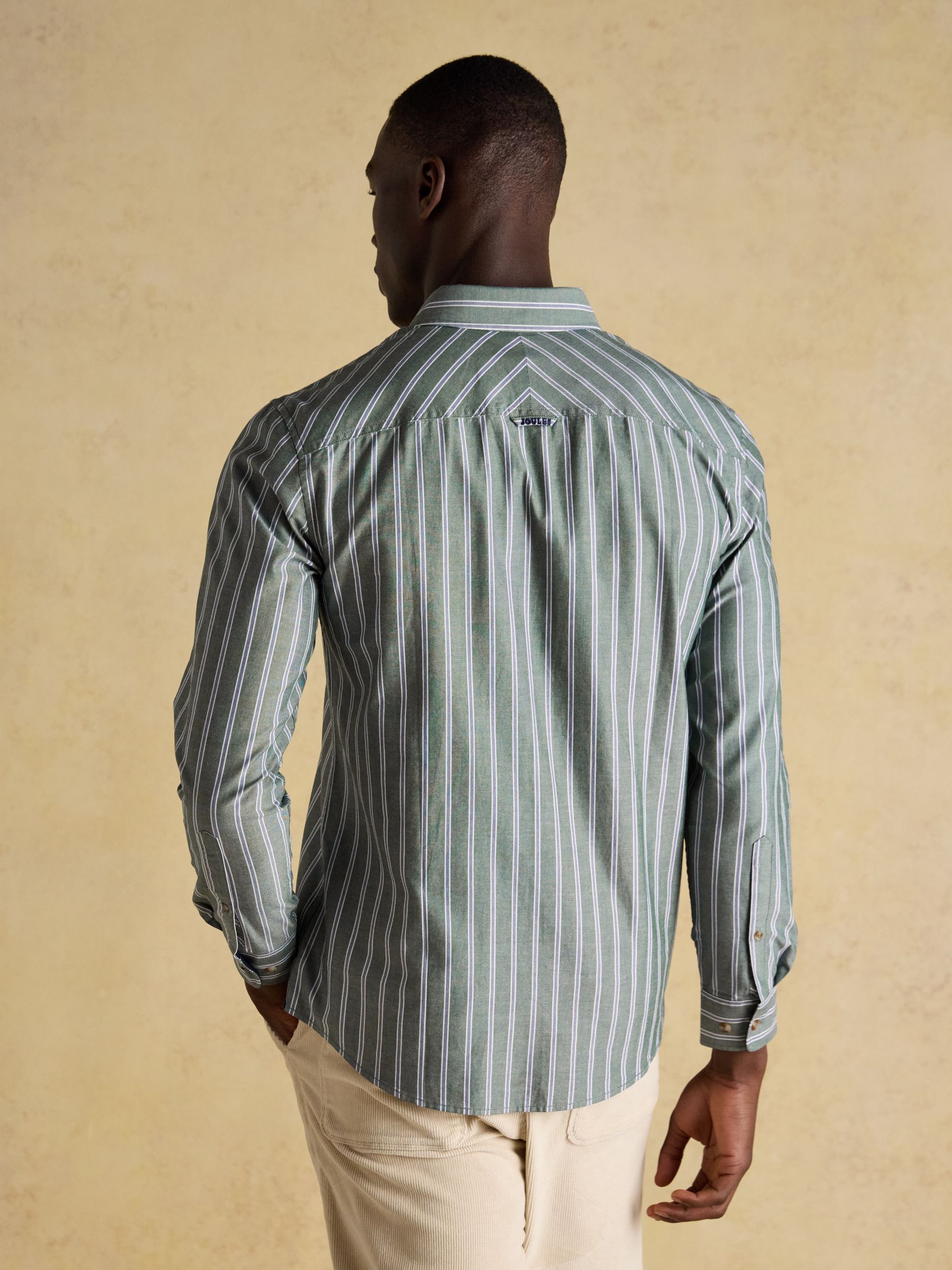 Oxford Classic Fit Dark Green Stripe Cotton Shirt - Image 3 of 10