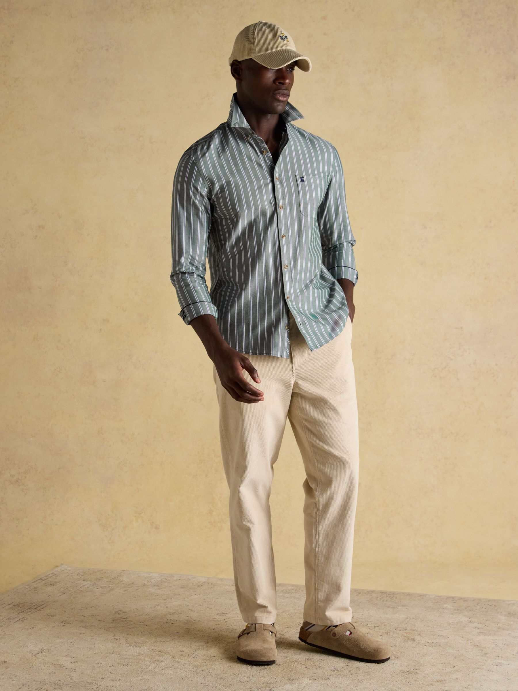 Oxford Classic Fit Dark Green Stripe Cotton Shirt - Image 4 of 10