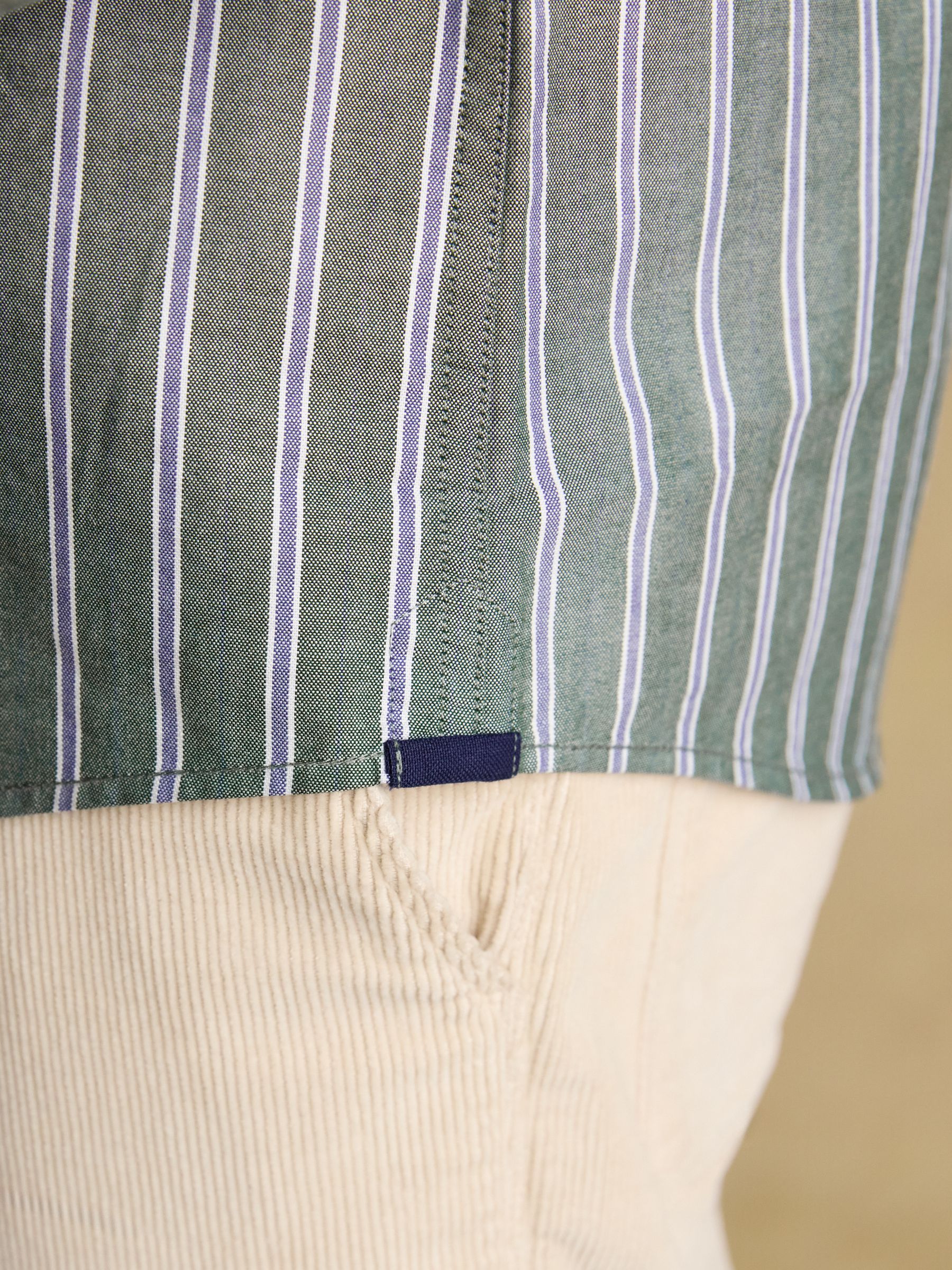 Oxford Classic Fit Dark Green Stripe Cotton Shirt - Image 9 of 10