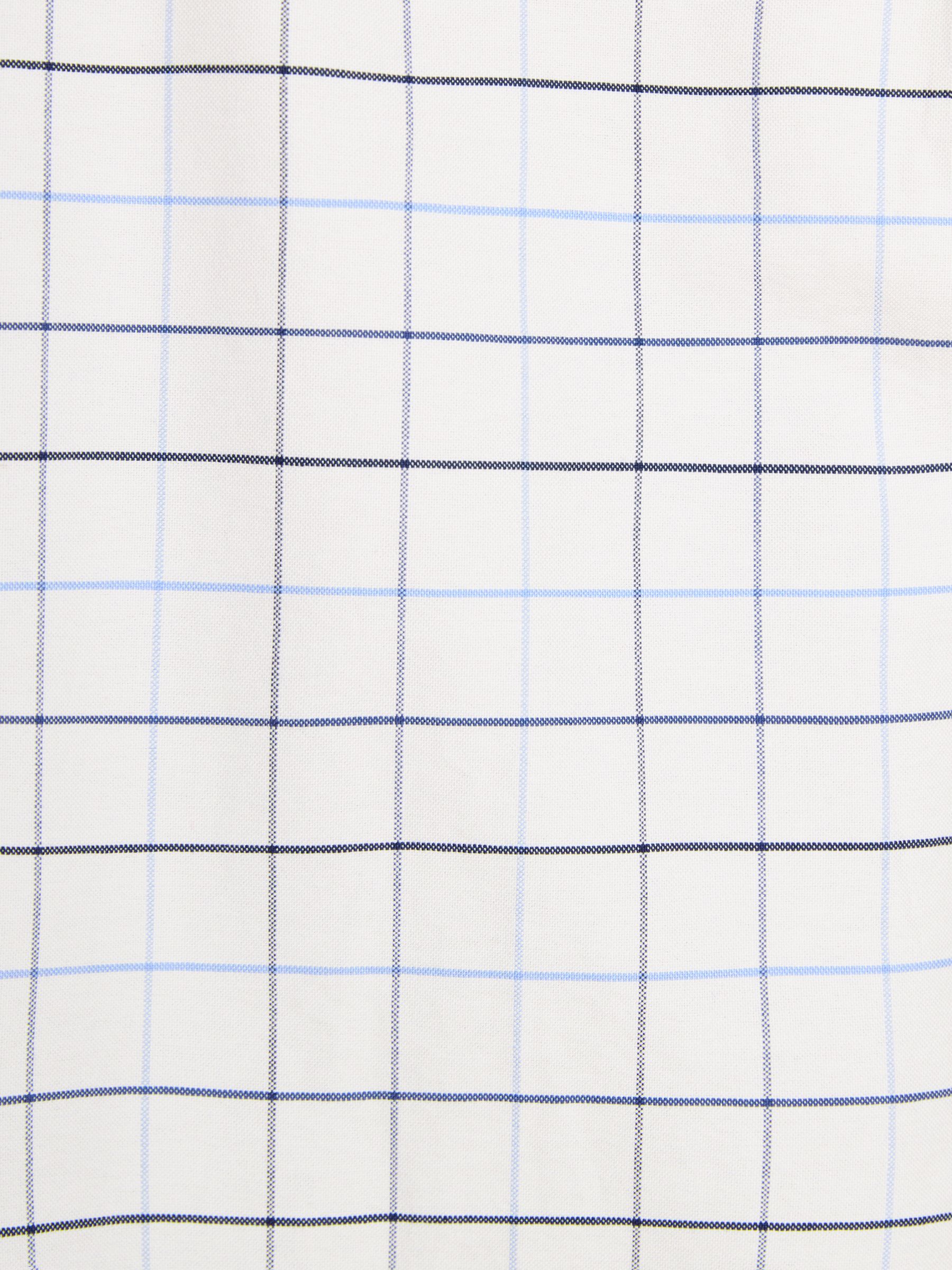 Oxford Classic Fit White Blue Check Long Sleeve Cotton Shirt - Image 10 of 12